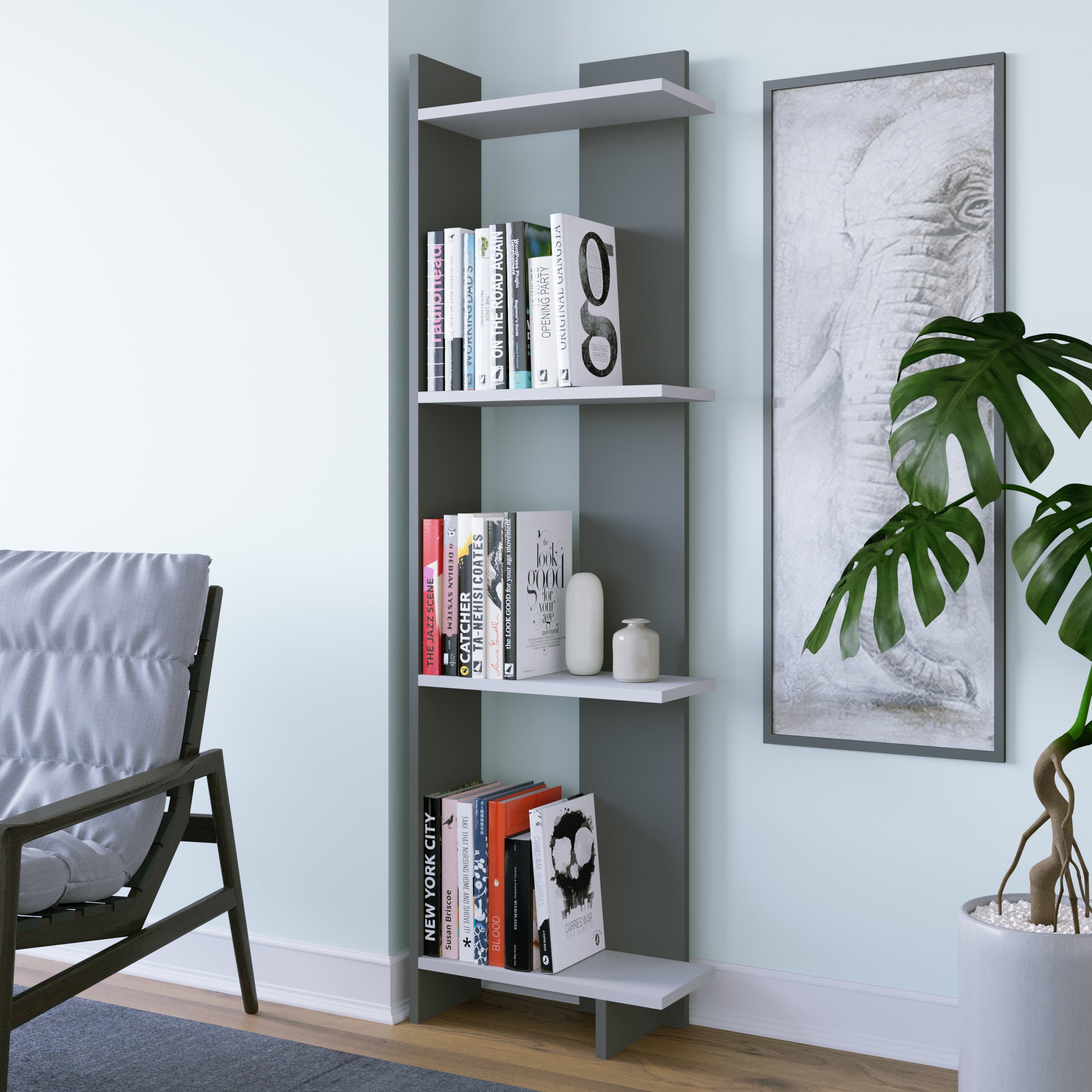Stylish Rodney Bookcase - Modern Wooden Bookshelf for Home & Office - Perfect for Living Room, Bedroom, and Study Room Organization
