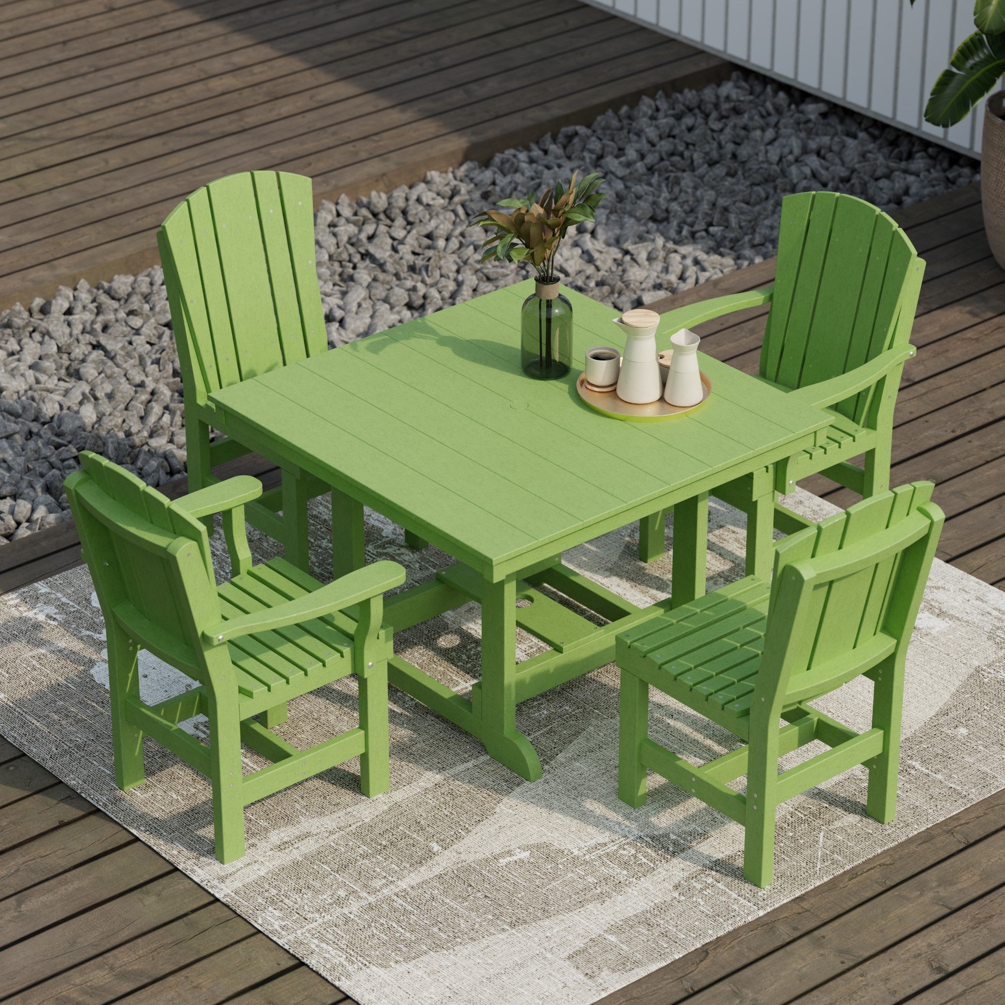 Heritage 5-Piece 44x44 Inch Square Outdoor Dining Set with Cushions - Perfect for Patio, Garden, and Backyard Entertaining