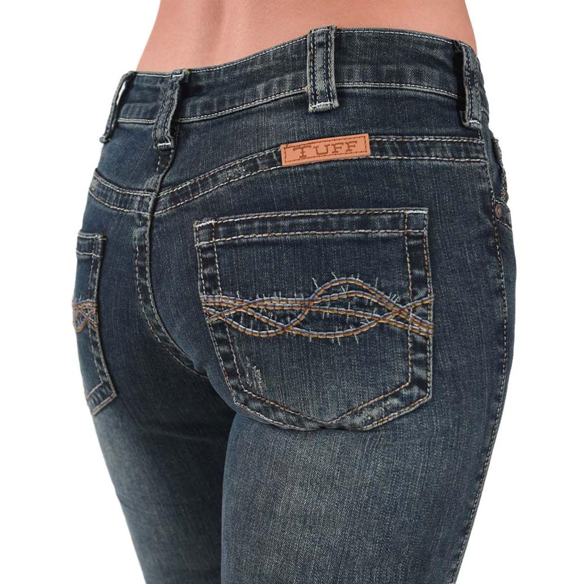 Cowgirl Tuff Women's Dark Wash Denim Jeans - High Waisted Bootcut Jeans for Western Riding & Casual Wear | Indigo Blue Don't Fence Me in Style
