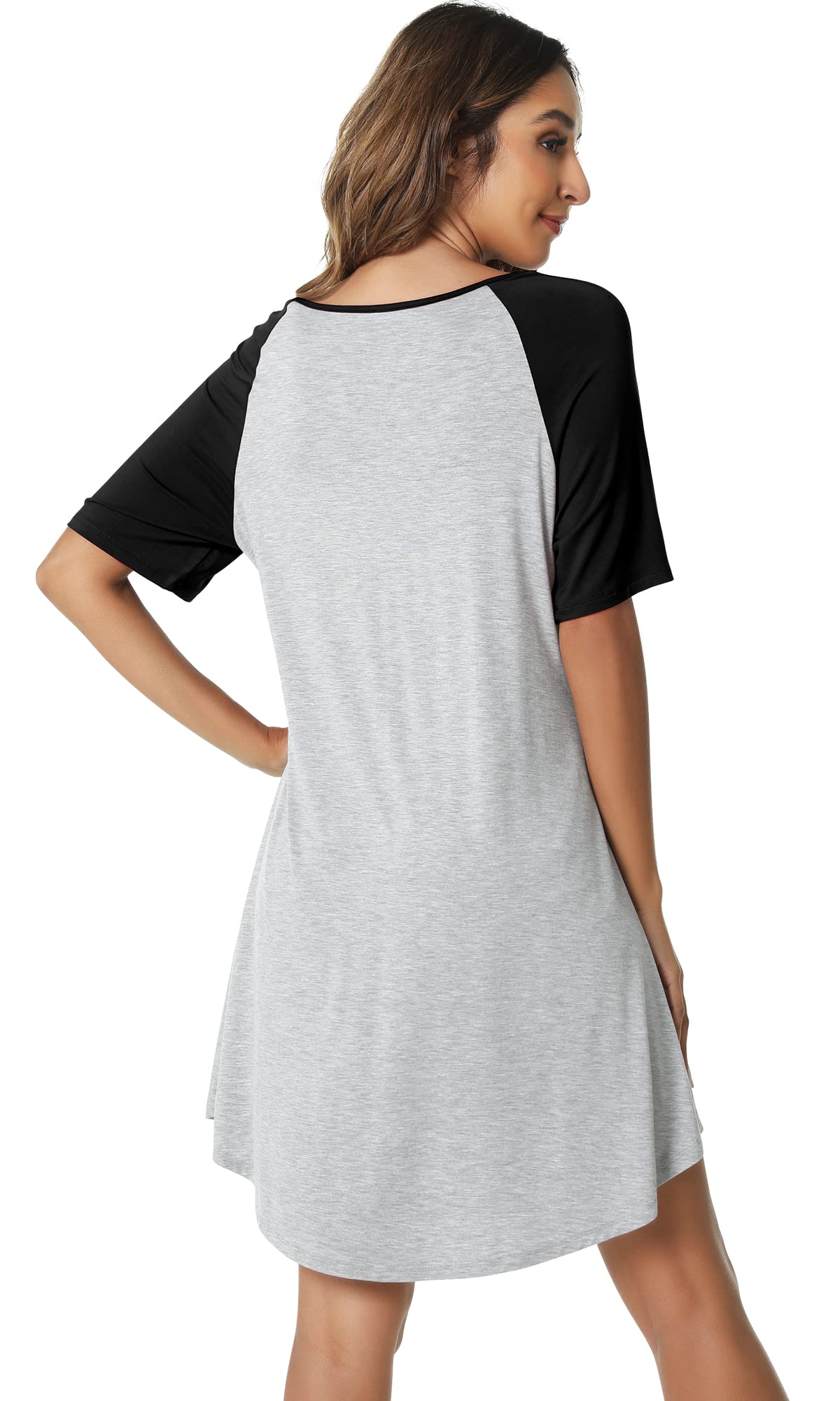 WiWi Women's Bamboo Viscose Nightgown - Lightweight Short Sleeve Sleep Shirt, Soft Summer Pajama Dress Sizes S-XXL | Perfect for Relaxing at Home, Lounging & Comfortable Sleep