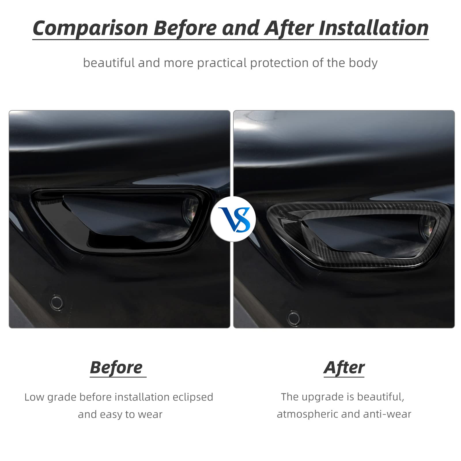 Hoolcar Carbon Fiber Front Fog Light Covers Replacement for 2018-2020 Jeep Grand Cherokee - Durable Fog Lamp Frame Trim for Off-Road & Night Driving Protection