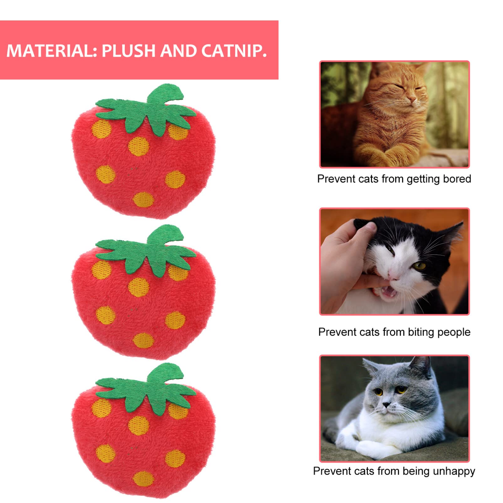 10pcs Cat Toys for Indoor Cats - Plush Chew Sticks & Squeaky Strawberry Toys for Kittens & Small Dogs - Perfect for Playtime, Teething & Stress Relief