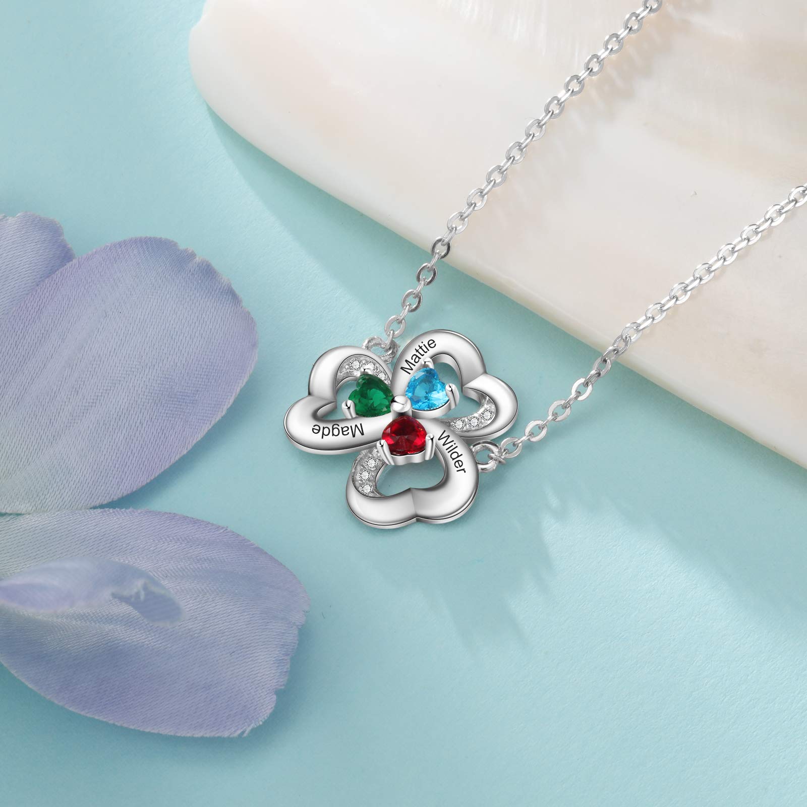 Personalized Infinity Heart Necklace for Women - Custom Name & Birthstone Mama Pendant in Silver Plated - Romantic Love Jewelry Gift for Mother's Day, Birthday, Anniversary - Perfect for Mom, Wife, Sister - Great for Everyday Wear, Date Nights & Special Occasions