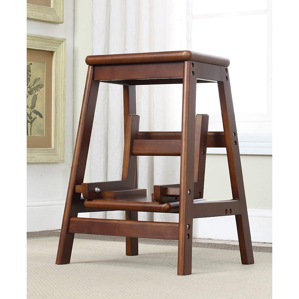 NEVKA 2-Tier Solid Wood Folding Stool - Multifunctional High Bench for Home, Shoe Storage & Step Ladder - Perfect for Living Room, Bedroom & Entryway Organization