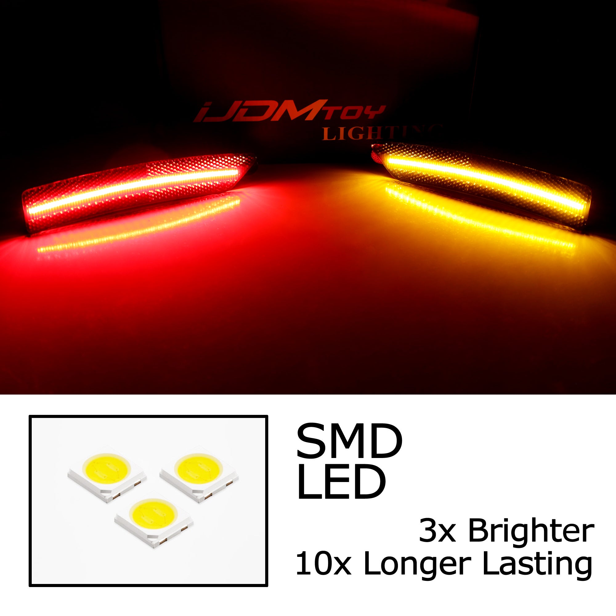 4pc Smoked Lens Amber/Red LED Side Marker Lights Kit for 2024+ Ford Mustang - Durable & Stylish Daytime Running Lights - Perfect for Car Enthusiasts & Night Driving Safety