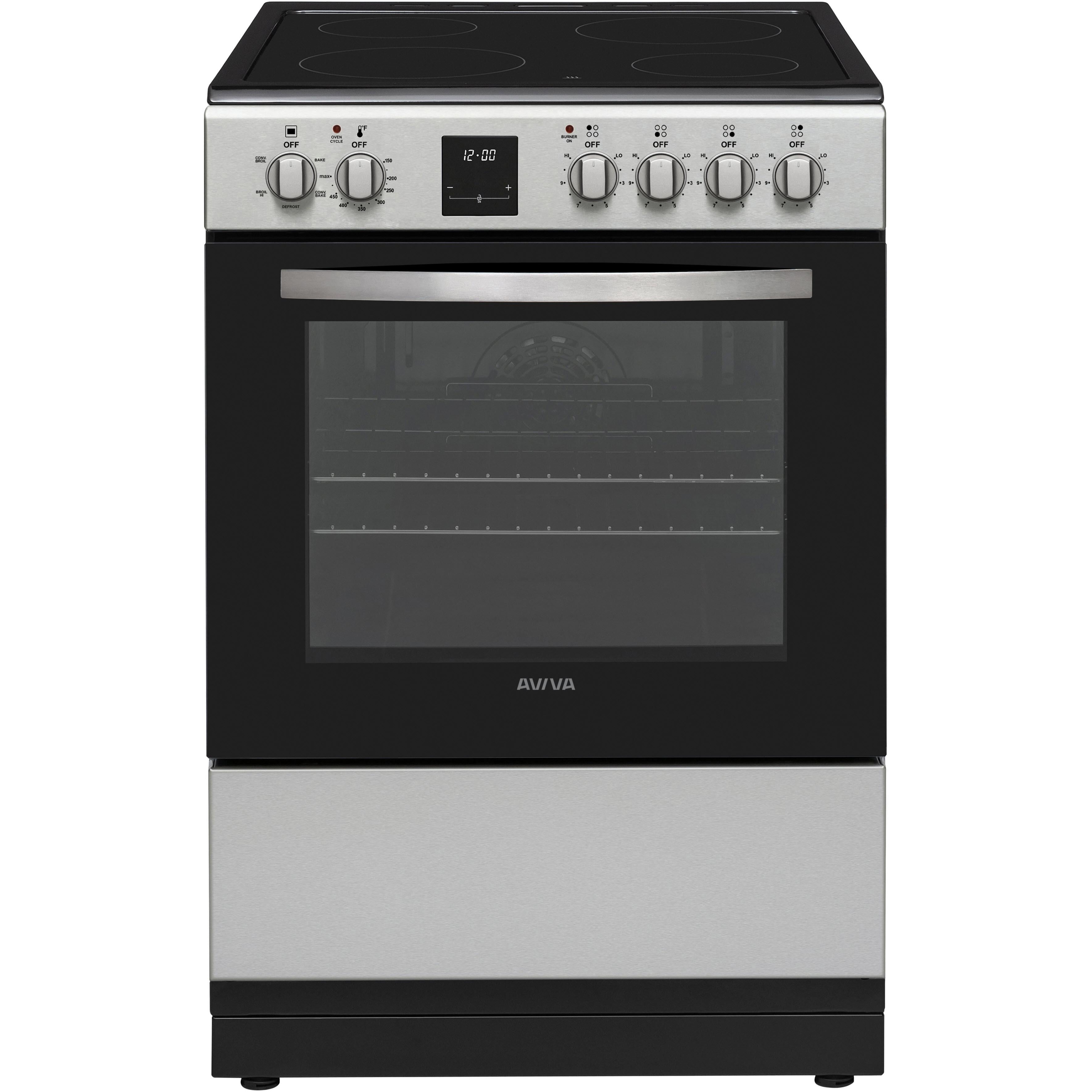 AVIVA 24 Inch Freestanding Electric Range with True Convection Technology - Stainless Steel Oven & Stove for Baking, Roasting & Cooking | Perfect for Home Kitchens & Small Spaces (ACRE24CSB)