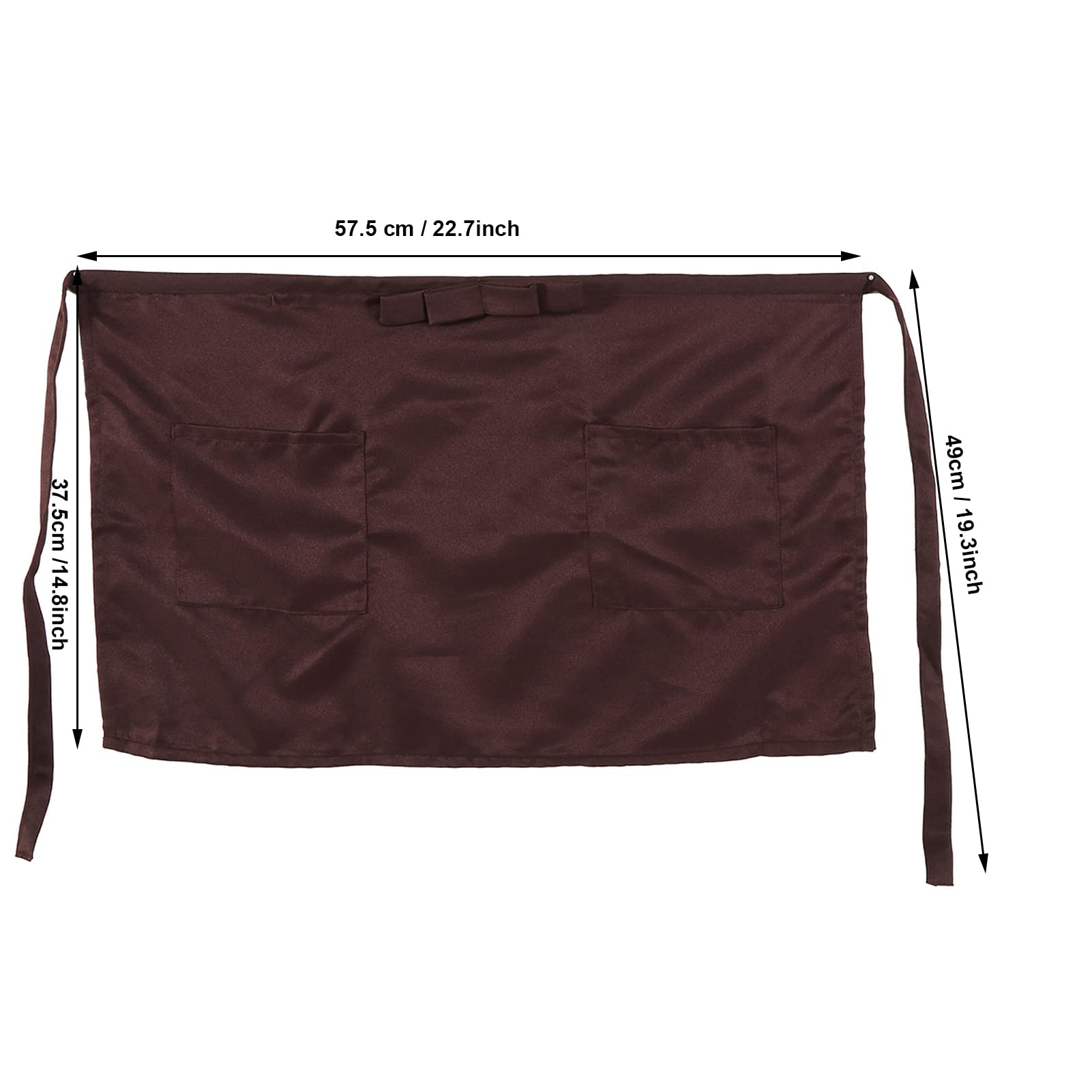 Joyzan Unisex Kitchen Aprons with Pocket, Waist Bowknot Design & Reinforced Seams - Durable Half Aprons for Cooking, Crafting, BBQ, Drawing, Outdoor Activities & Restaurant Use (Brown)