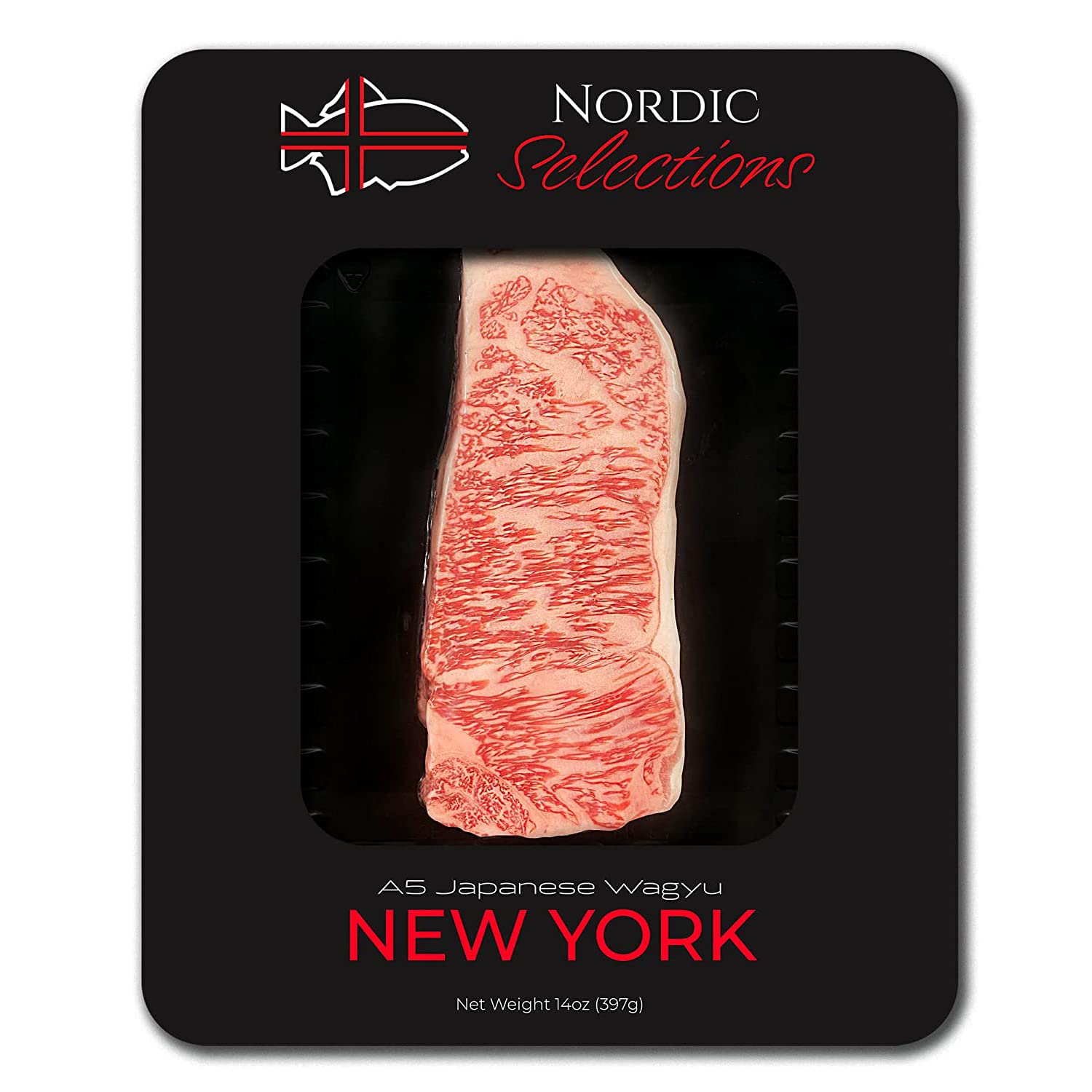 Premium A5 Japanese Wagyu Beef New York Strip Steak - Boneless, Thick-Cut, Kagoshima Reserve (14oz x 2) | Authentic Skin-Packed | Perfect for Special Occasions & Gourmet Cooking | Overnight Shipping | Luxury Gift for Steak Lovers