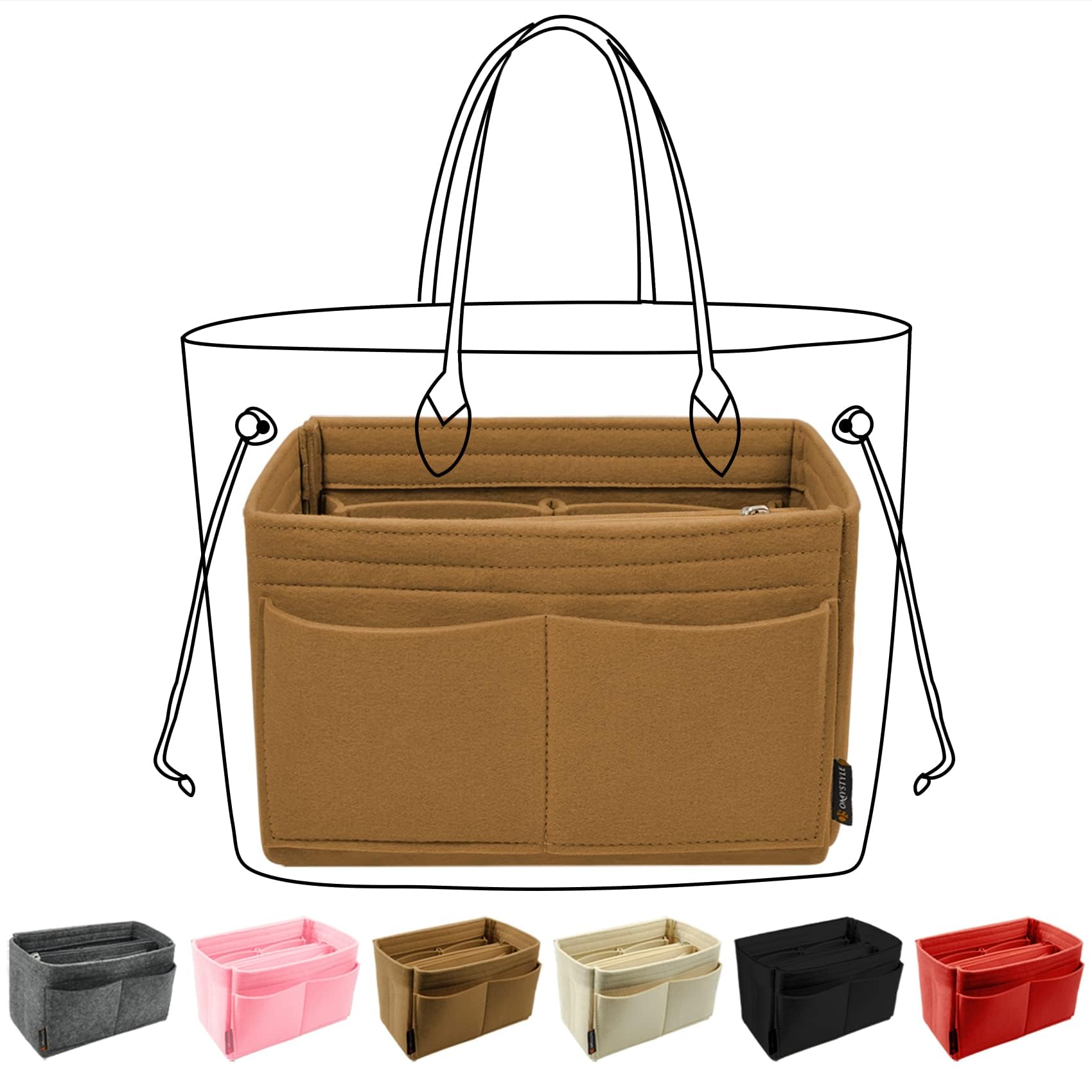 OMYSTYLE Felt Purse Organizer Insert - 5 Sizes Handbag Divider for Longchamp, Neverfull, Speedy & More | Tote Bag Organizer for Women | Perfect for Travel, Work & Daily Use