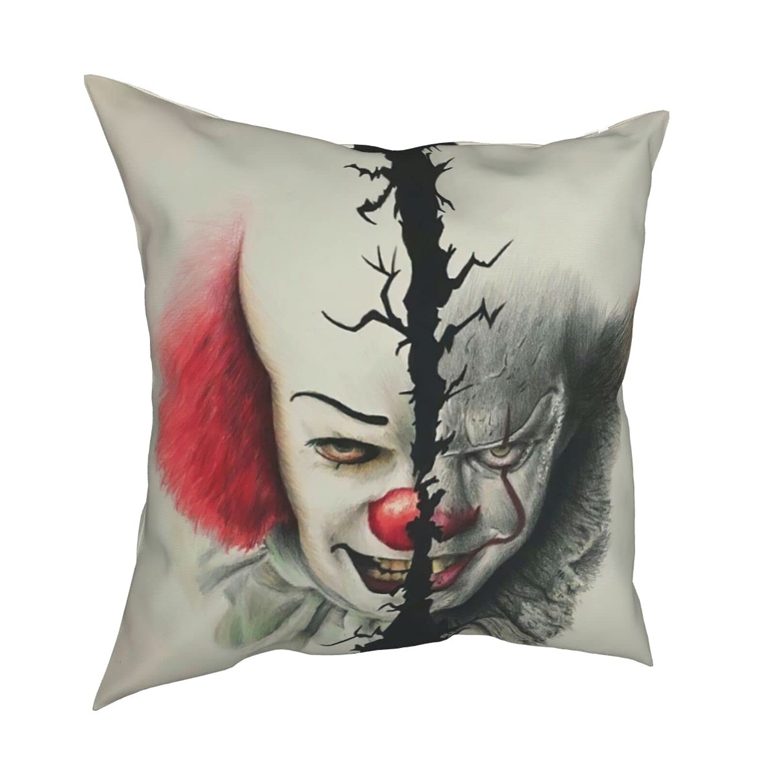 Horror Movie Themed Throw Pillow Cover 18x18 Inch - Scary Decor Square Cushion Case for Sofa, Bed, Office Chair & Living Room - Perfect for Halloween, Movie Nights & Gothic Home Decor