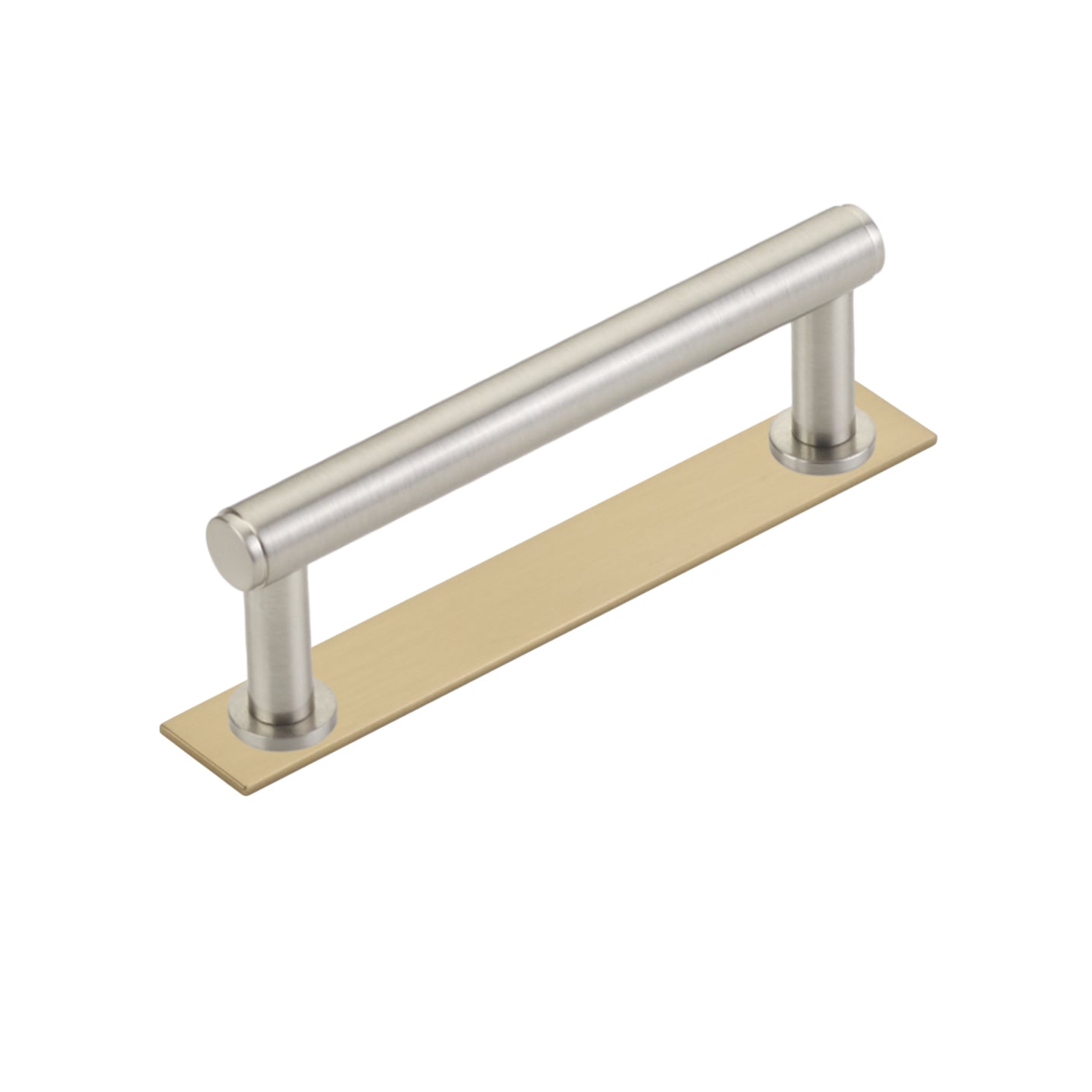 Dual Finish Maison No. 2 Smooth Champagne Bronze and Brushed Nickel Drawer Pulls and Cabinet Knobs with Backplate - Elegant Hardware for Kitchen Cabinets, Dressers & Furniture Upgrade