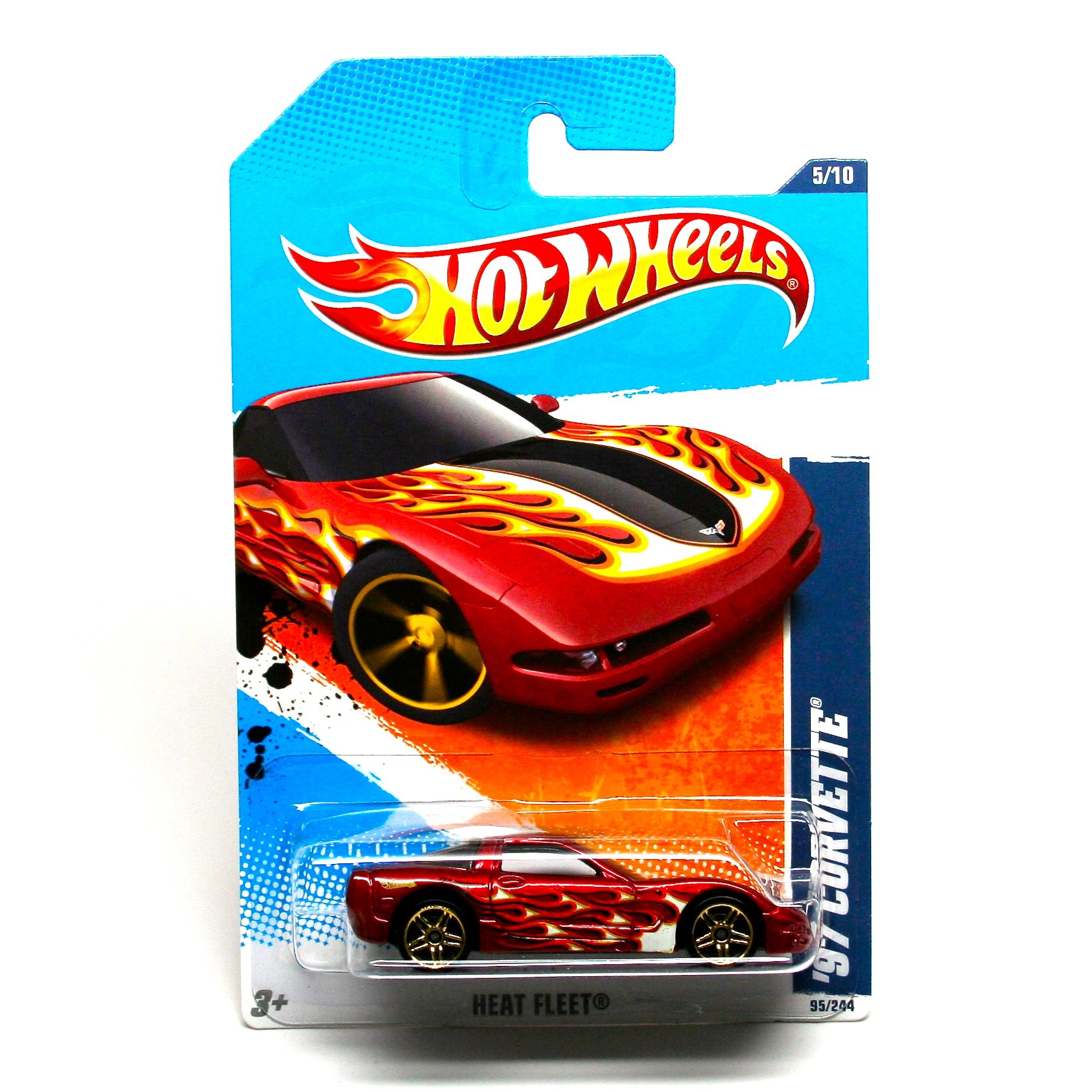 2011 Hot Wheels 95/244 Heat Fleet 5/10 '97 Corvette Diecast Car - Rare Collectible Toy for Kids & Adults - Perfect for Display, Gifts & Racing Play Scenes