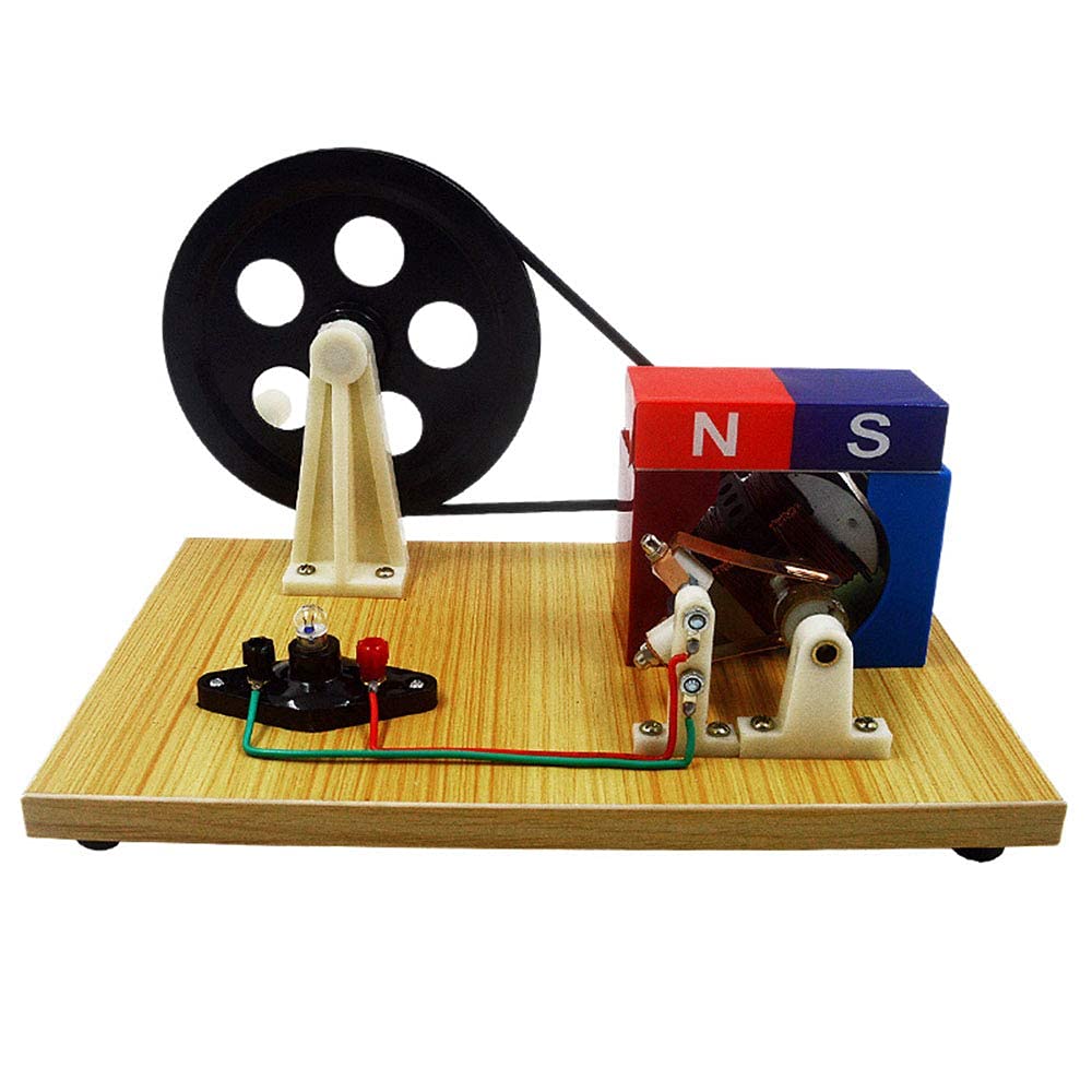 AC-DC Lab Demonstration Motor Generator Kit - Hand Crank Electricity Generator Model for Physics Science Experiments & STEM Education Toys - Perfect for Classroom Demonstrations & Home Learning Projects