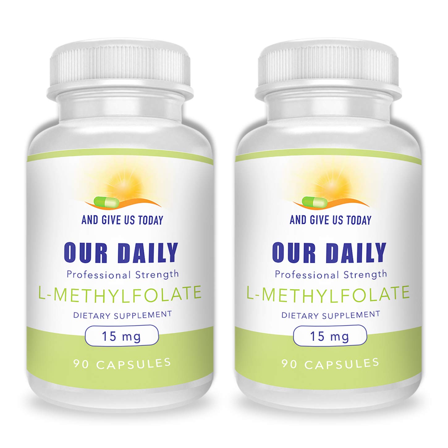L-Methylfolate 15mg (2 Bottles) - 180 Capsules | Professional Strength 5-MTHF Supplement | Non-GMO, Gluten Free, No Fillers | Supports Mood, Energy & Heart Health - Perfect for Daily Wellness & Prenatal Care