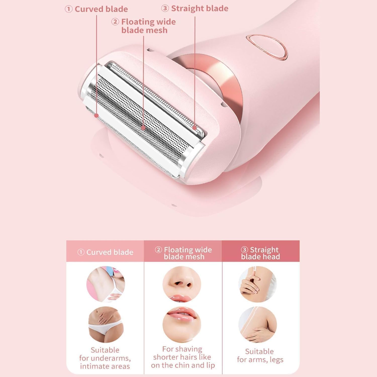 Dusk Official The Glide Pro 3.0 Waterproof Electric Razor for Women - 2-in-1 Wet & Dry Shaver with Floating Heads, Pink - Perfect for Travel, Gym & Sensitive Skin Shaving