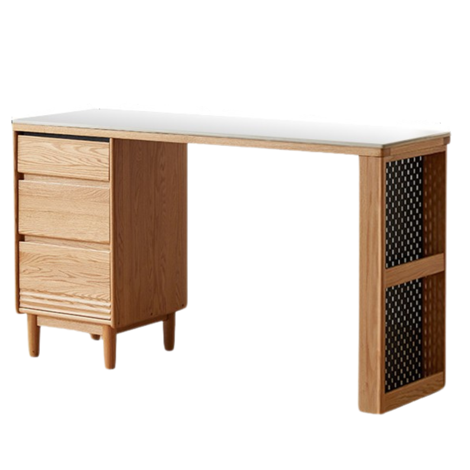 Solid Oak and Ash Wood Modern Rock Board Sideboard - Stylish Storage for Living Room, Dining Room, or Entryway