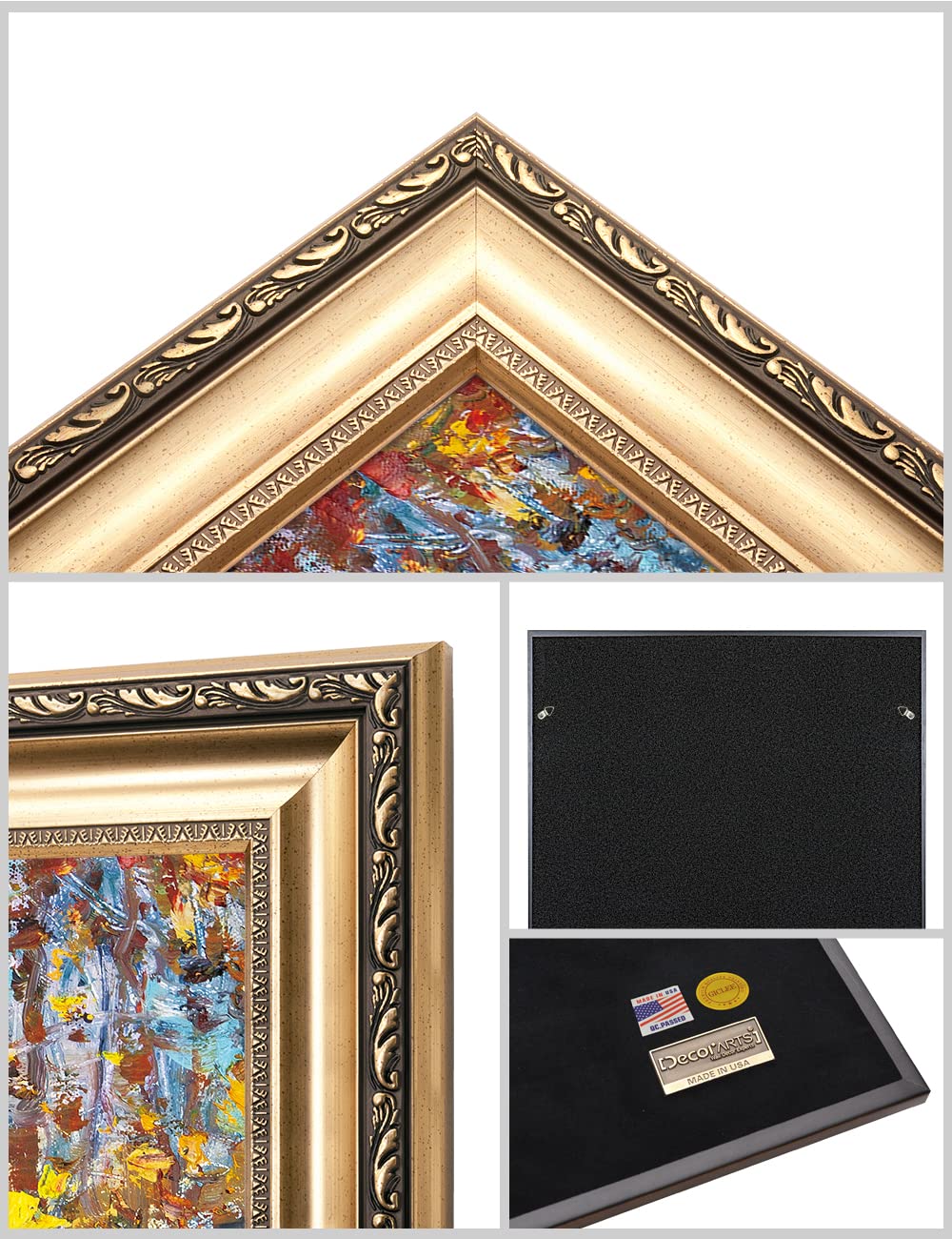 DECORARTS - David Ma's Gathering Birds Abstract Landscape Wall Art - Giclee Print in Classic Golden Frame (30