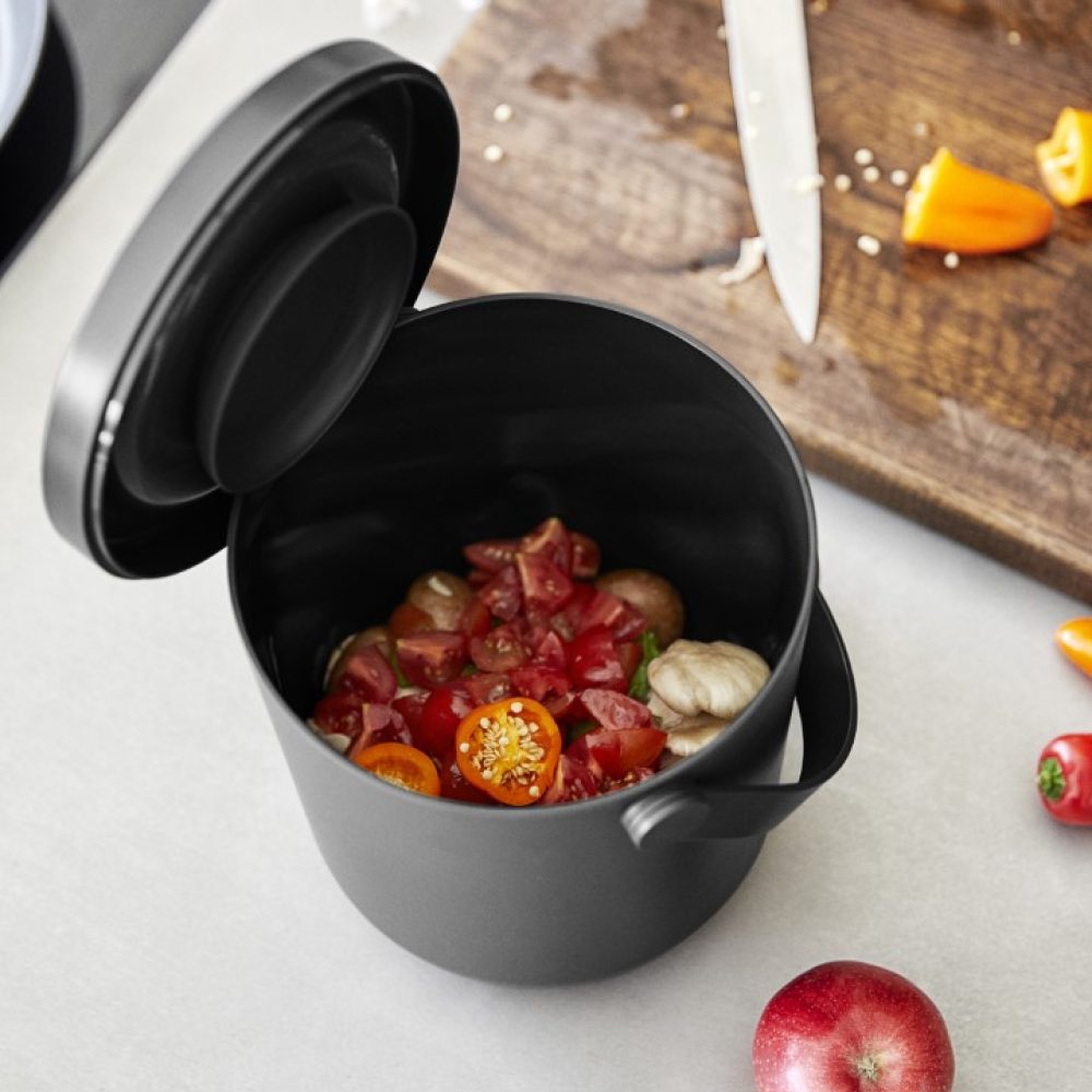 Eco-Friendly Bio Waste Compost Bin - 3L Kitchen Compost Container with Lid (19.5cm Height, Black) | Perfect for Sustainable Living & Organic Waste Recycling in Home, Office, or Garden