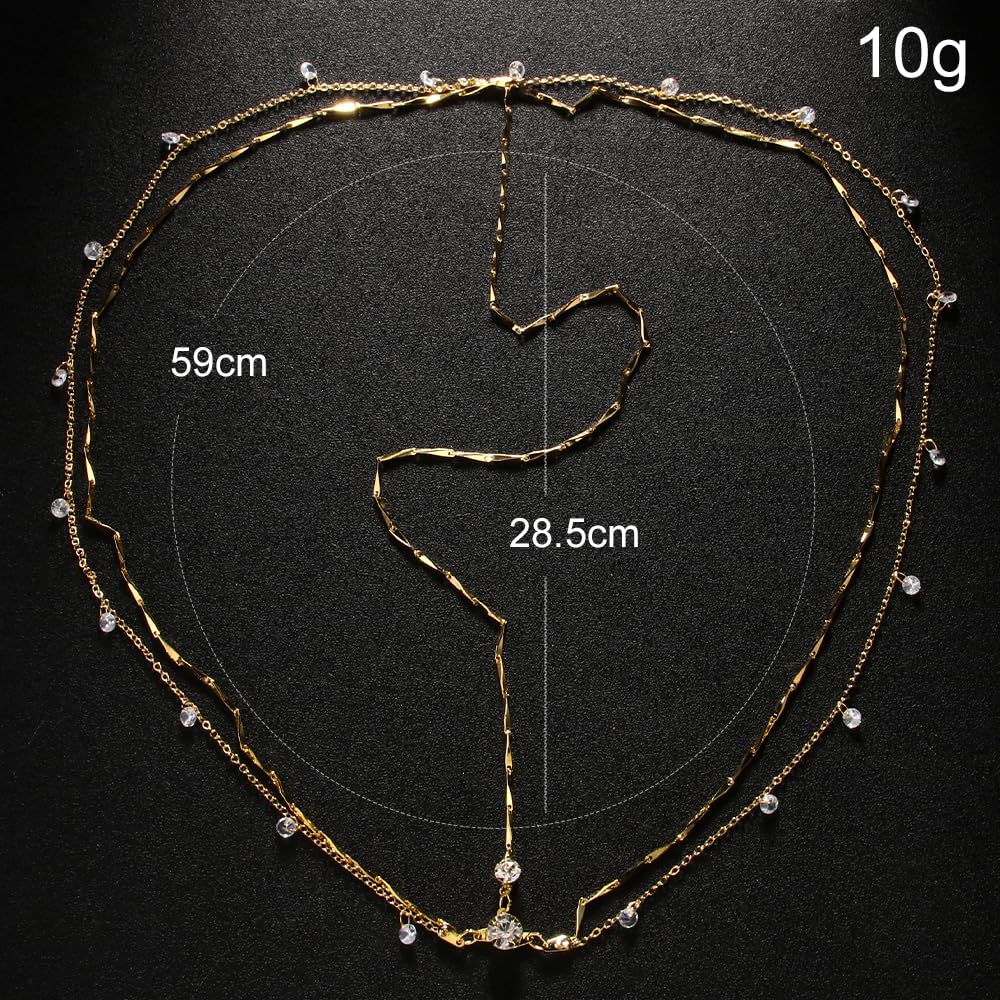 STONEFANS Silver Rhinestone Head Chain Jewelry - Elegant Bride Headpiece, Wedding Headbands, Layered Festival Prom Hair Accessories for Women & Girls (Gold) | Perfect for Weddings, Parties, and Special Occasions