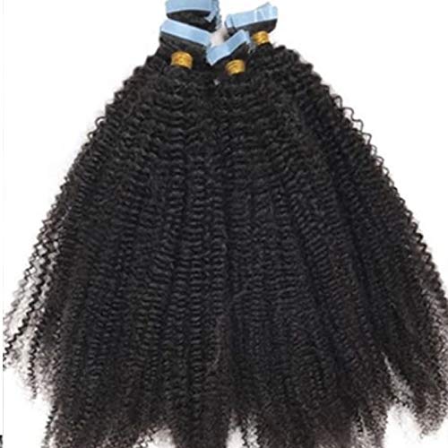 Natural Mongolian Human Hair Extensions - 16 Inch Long Afro Kinky Curly Tape in Hair Weft, 100g 40pcs, Seamless & Invisible Skin Weft, Dark Brown (4) - Perfect for Protective Styles, Wig Making & Volume Boosting