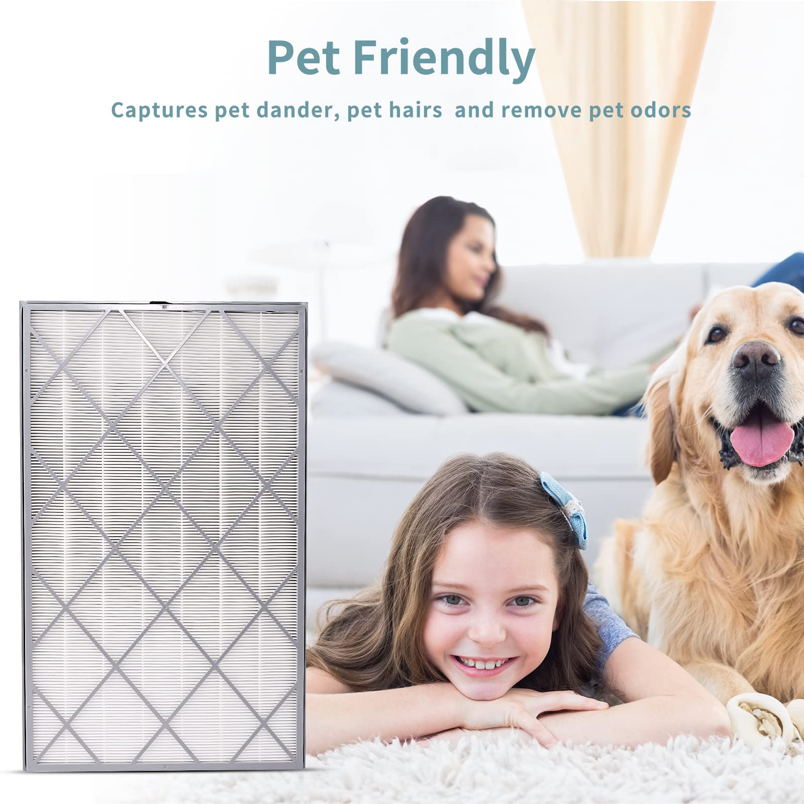 Shark HE601 & HE602 Replacement Air Purifier Filters - 2 Pack H13 True HEPA Filter (Compatible with Shark HE601 Air Purifier, Part # HE6FKPET HE6FKPRO HE6FKBAS) - for Cleaner Air in Bedrooms, Living Rooms & Offices