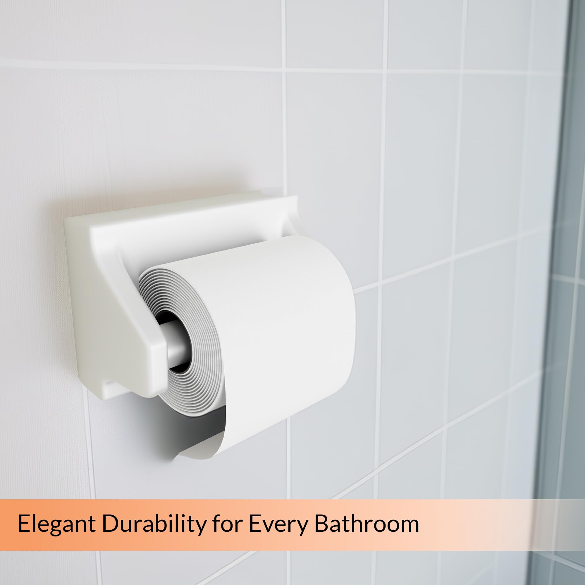 PROPLUS Ceramic Toilet Tissue Holder with Grout-Free Installation - Elegant Bathroom Accessory for Modern Homes, Perfect for Powder Rooms, Guest Baths & Master Suites