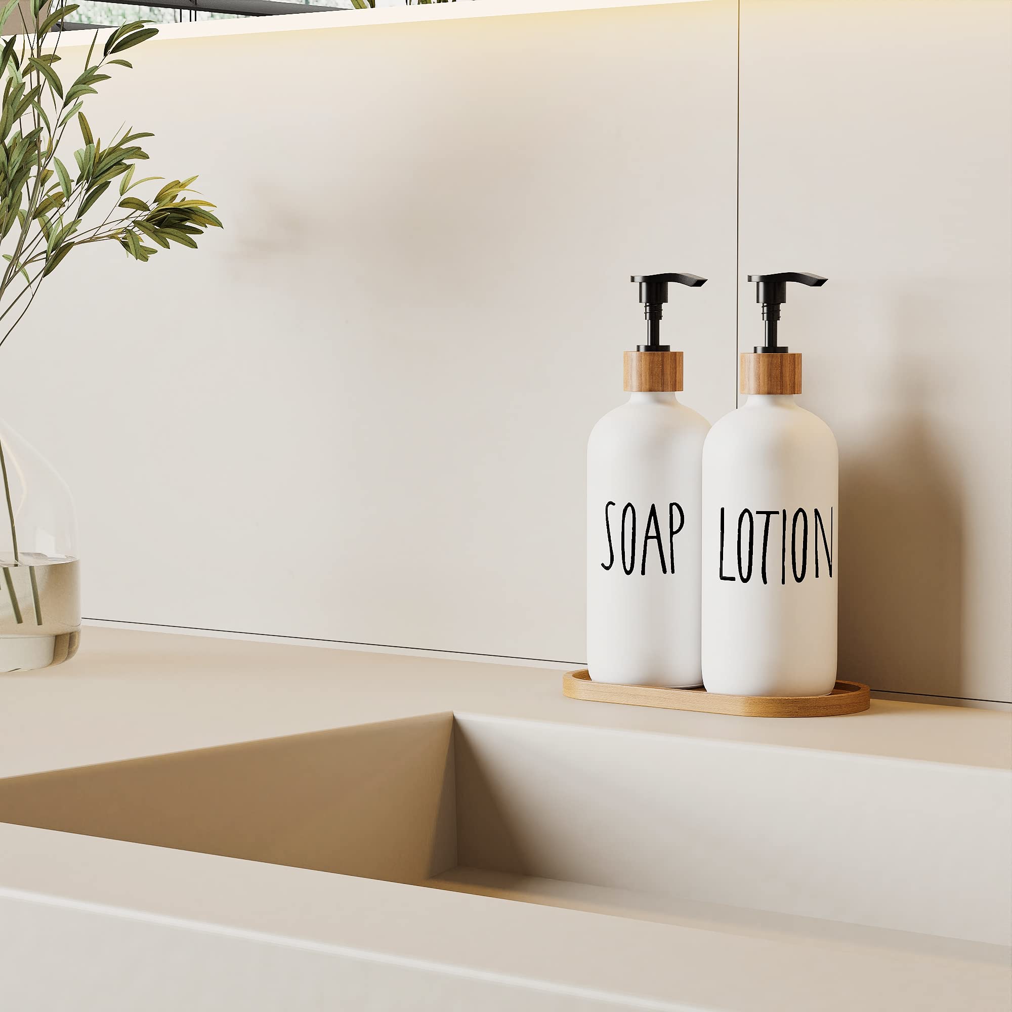 Premium Glass Soap Dispenser for Kitchen & Bathroom - Modern Farmhouse Style Hand & Dish Soap Dispenser with Elegant Design | Perfect for Sink Countertop Decor, Dishwashing & Hand Washing Station
