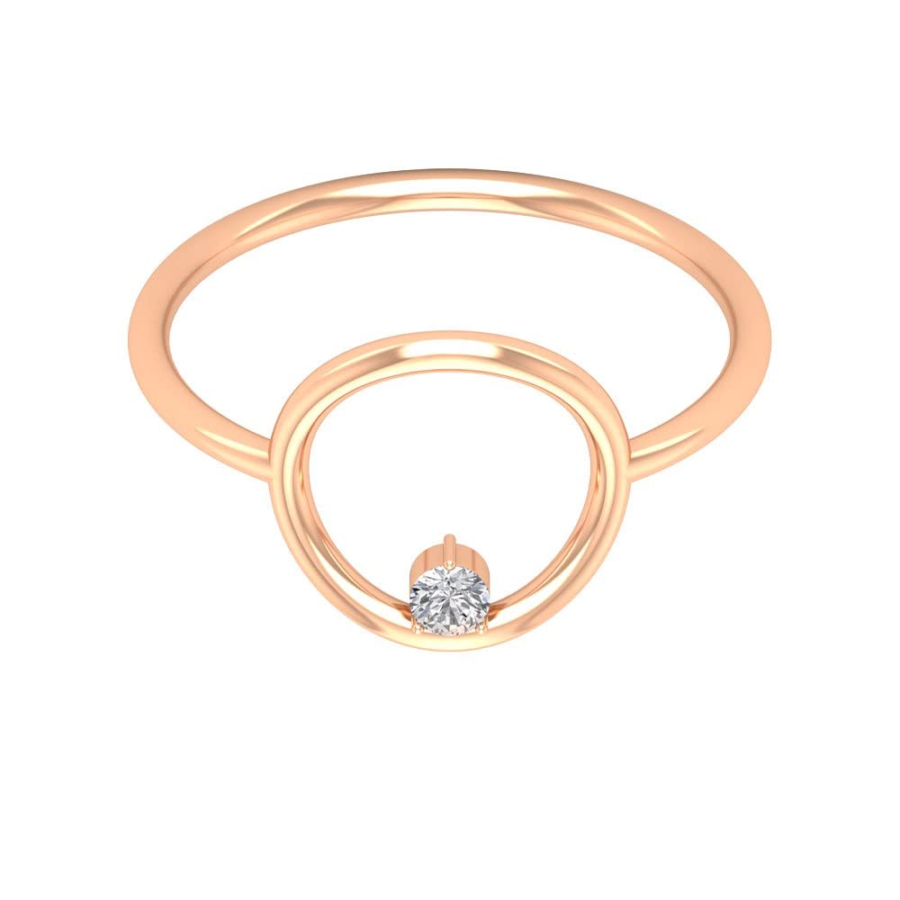 Minimalist Diamond Open Circle Ring for Women - 14K Solid Gold Karma Ring - Elegant & Dainty Jewelry for Everyday Wear, Gifts & Special Occasions
