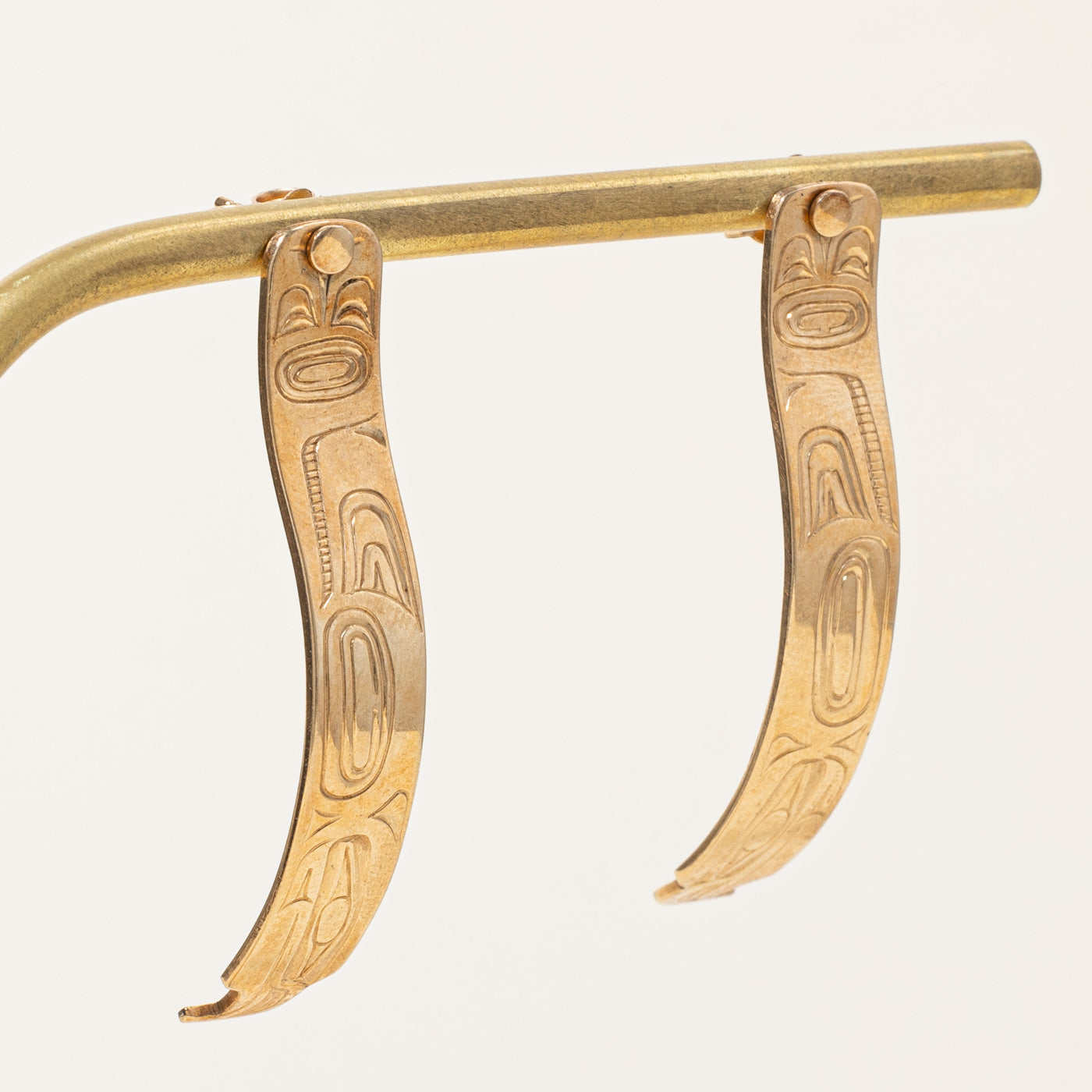 14K Yellow Gold Indigenous Art Earrings - Handmade Native American Tribal Jewelry for Women | Perfect for Cultural Events, Weddings & Gift Giving