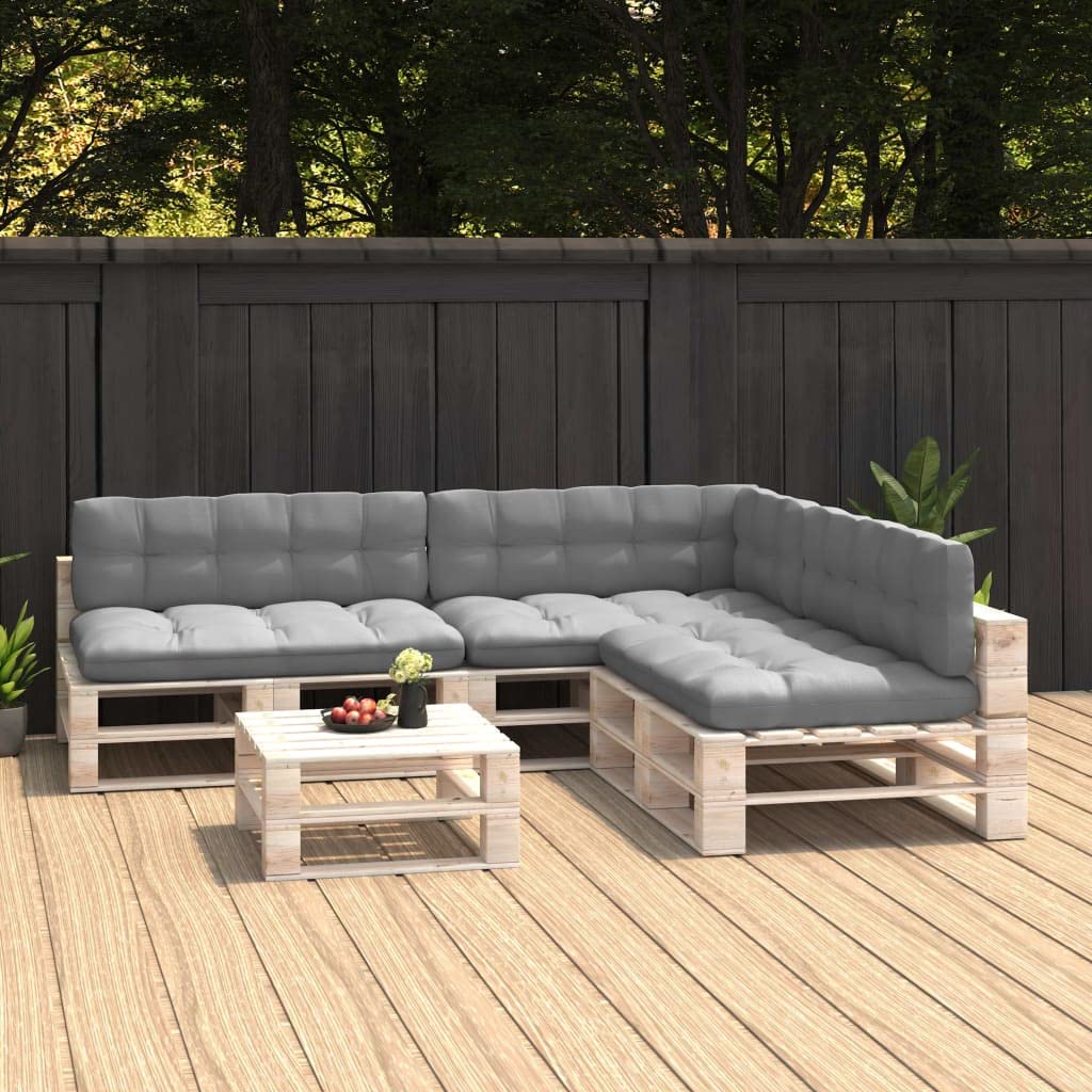 7-Piece Pallet Sofa Cushion Set - Thick Padded Seat Cushions for Outdoor Patio Furniture - 100% Polyester Fabric in Gray - Perfect for Backyard, Deck, and Poolside Lounging