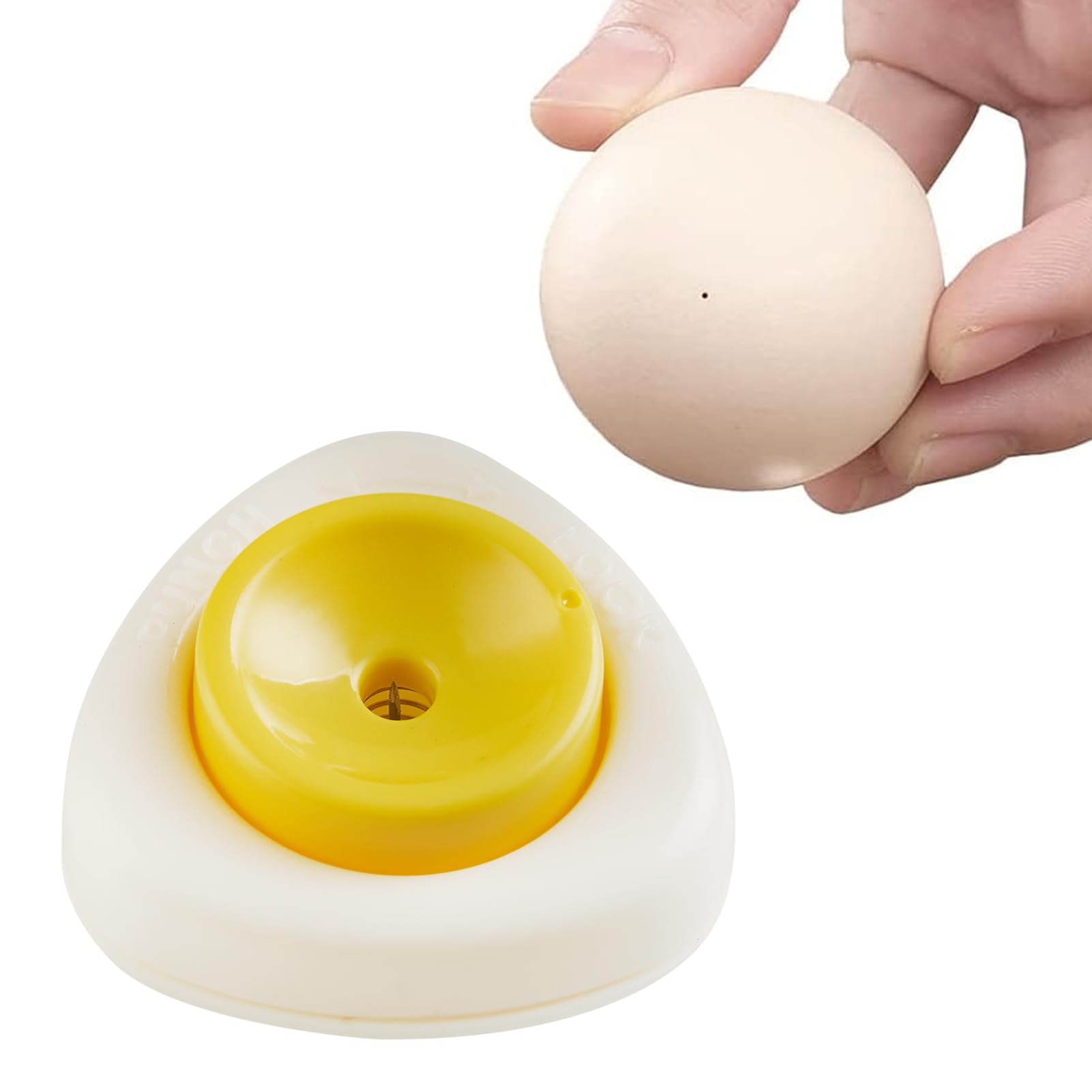 Premium Egg Piercer Tool with Retractable Sharp Pin - 2 Pack Yellow Egg Hole Poker & Separator for Hard Boiled & Raw Eggs - Includes Free Spoon - Perfect for Baking, Cooking & Meal Prep
