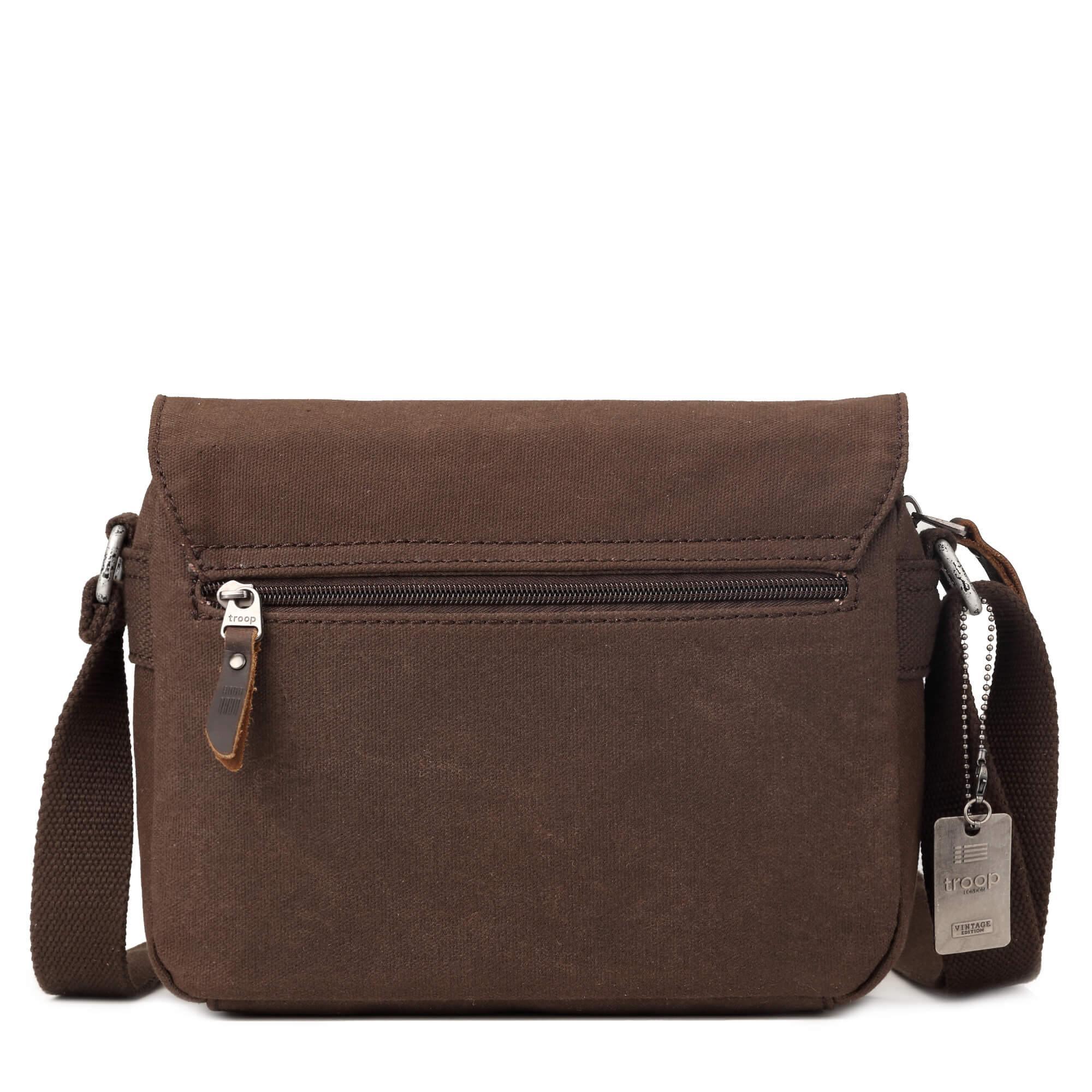 Troop London Heritage Canvas Leather Crossbody Bag - Small Travel Bag for Women & Men, Perfect for Daily Use, Commuting & Weekend Getaways