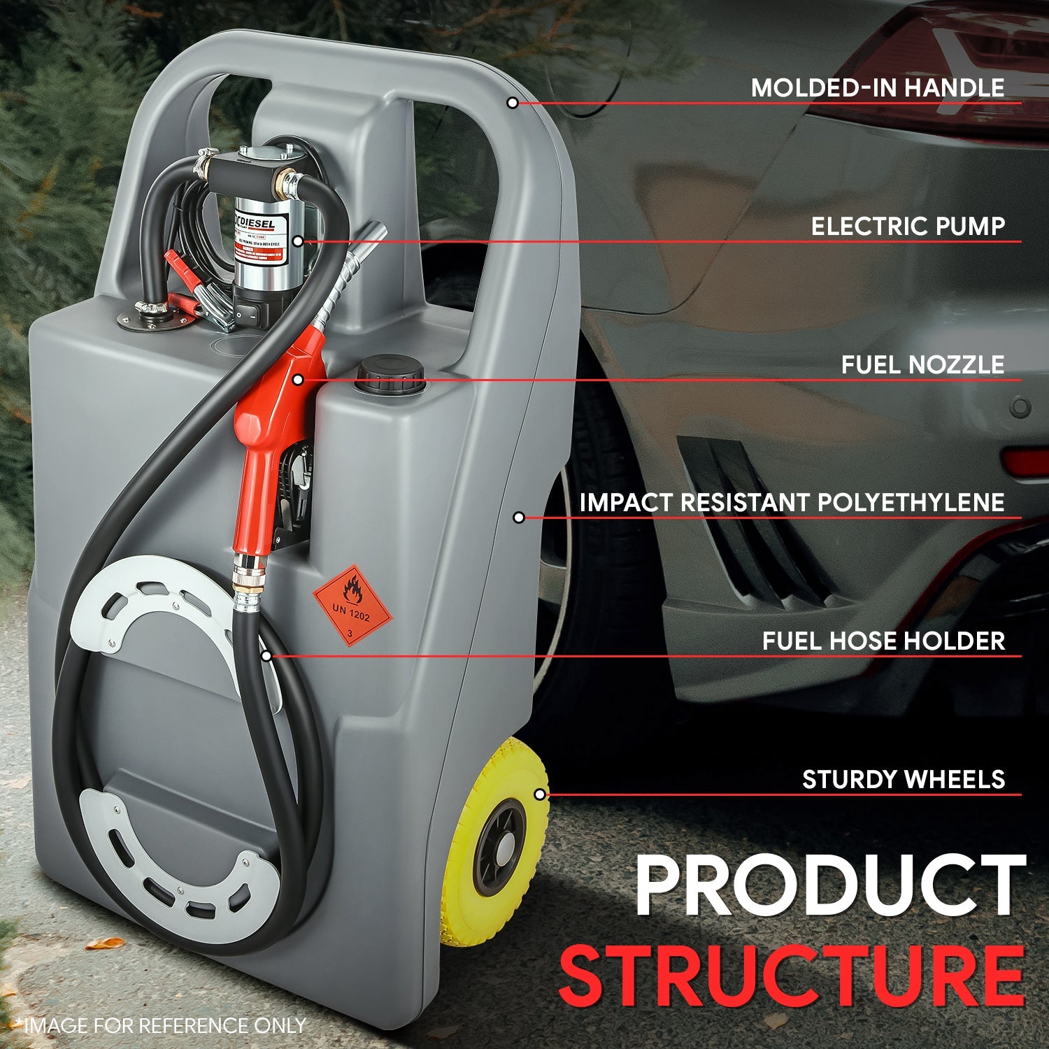 100L Diesel Transfer Fuel Caddy with 40L/Min Flow Rate - Portable Fuel Tank for Construction, Farming & Emergency Power Backup