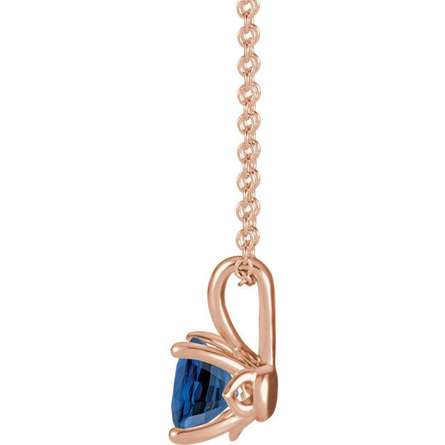 14K Gold 0.30 Carat Round Blue Sapphire Solitaire Necklace for Women - Elegant Jewelry Gift for Anniversary, Birthday & Special Occasions