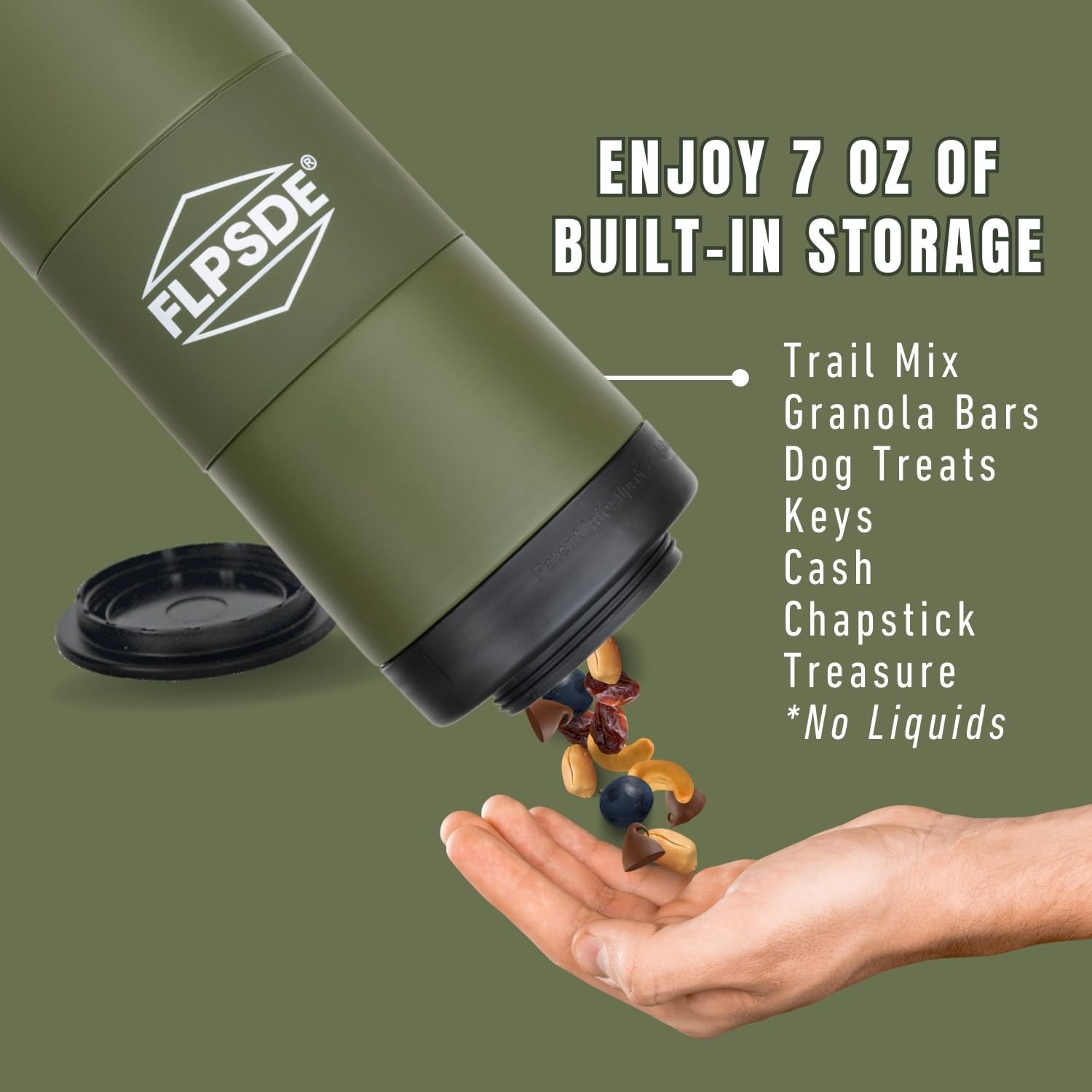 FLPSDE 2 in 1 Stainless Steel Vacuum Insulated Water Bottle with Snack Storage Compartment - 24oz Leakproof Dual Chamber Design for Travel, Gym, Hiking, Office & School - Perfect for Hydration & Healthy Snacking On The Go