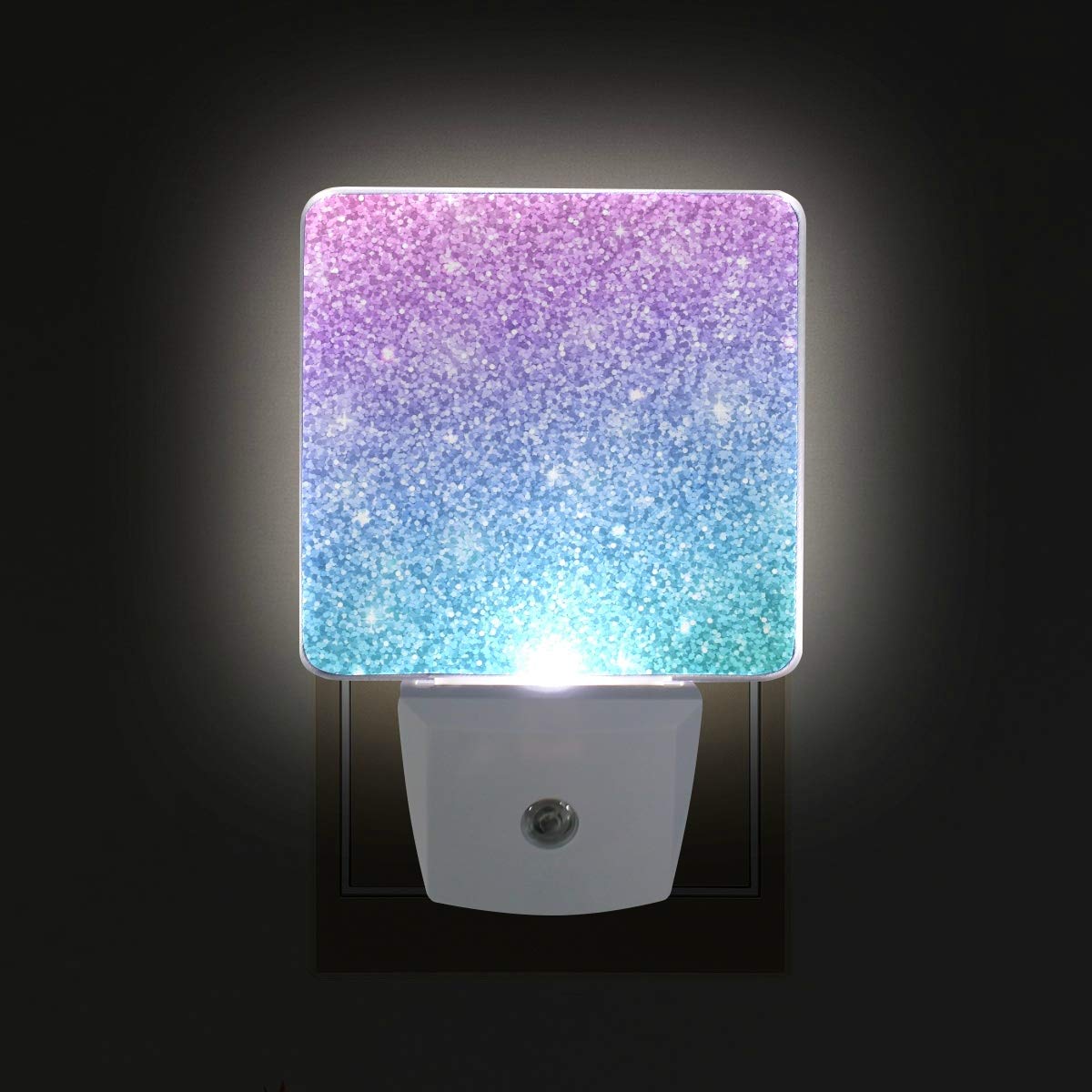 Pink and Blue Glitter Night Light Set of 2 - Plug-in Motion Sensor LED Lamp for Kids Room, Nursery, Bedroom, Hallway (Perfect for Nighttime Safety & Decor)
