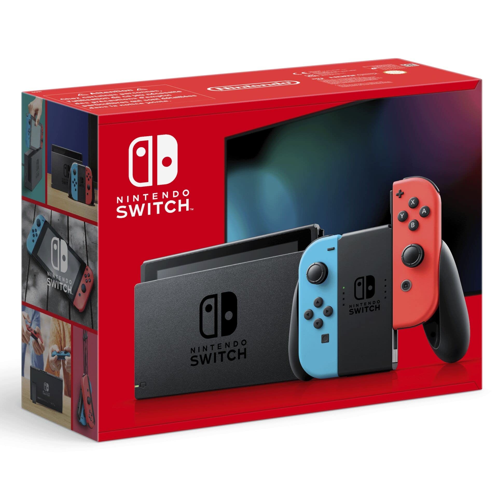 Nintendo Switch Console with Neon Red & Blue Joy-Con Controllers - Portable Gaming System for Home, Travel & Multiplayer Fun