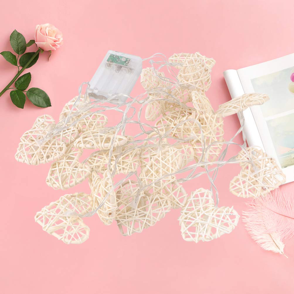KESYOO LED Fairy Lights - Romantic Heart-Shaped String Lights for Valentine's Day, Wedding, Party & Home Decor | Battery Operated Hanging Garland with Wooden Chandelier | Perfect for Bedroom, Garden & Festival Lighting