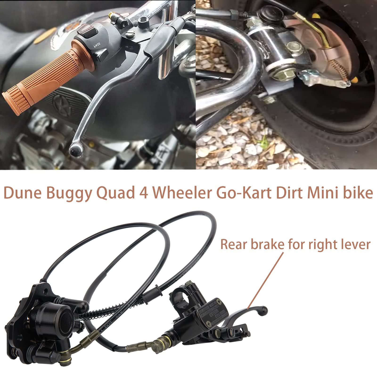 Hydraulic Disc Brake Master Cylinder & Caliper Kit for ATV Quad 50cc-125cc (TaoTao, Buyang, Coolsport, Kazuma) - Compatible with Mini Bikes & Go Karts - Off-Road, Trail Riding & Racing Performance Upgrade