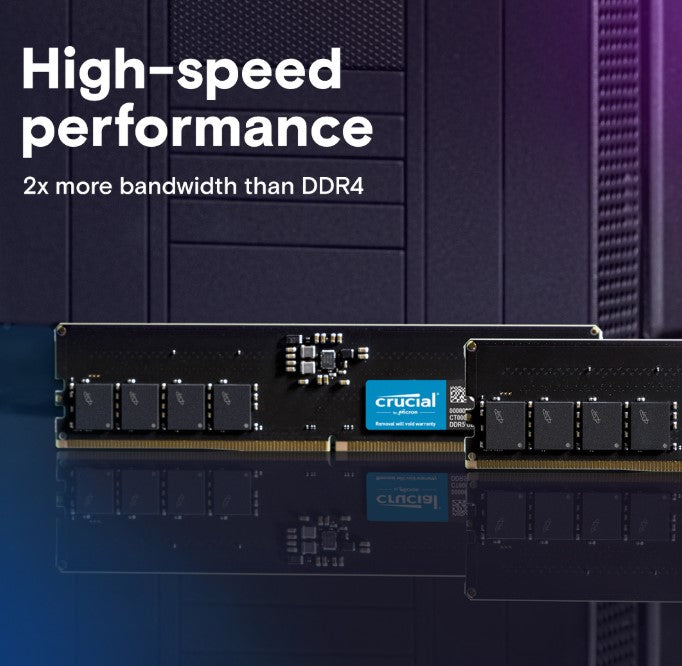 Crucial DDR5 5600MHz UDIMM Desktop RAM - 8GB, 16GB, 32GB, 64GB Memory Upgrade for Gaming PC, Workstation & High-Performance Computing