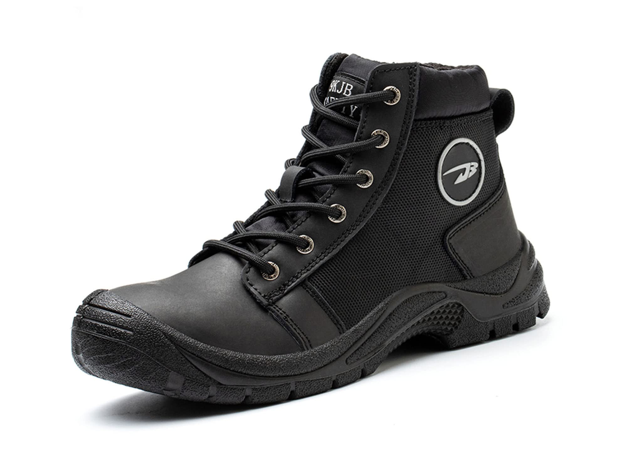 Men's Waterproof Steel Toe Work Boots - Genuine Leather Safety Shoes with Anti-Slip Sole for Construction, Hiking & Snow | Durable Non-Slip Work Sneakers for Outdoor Jobs & Winter Adventures