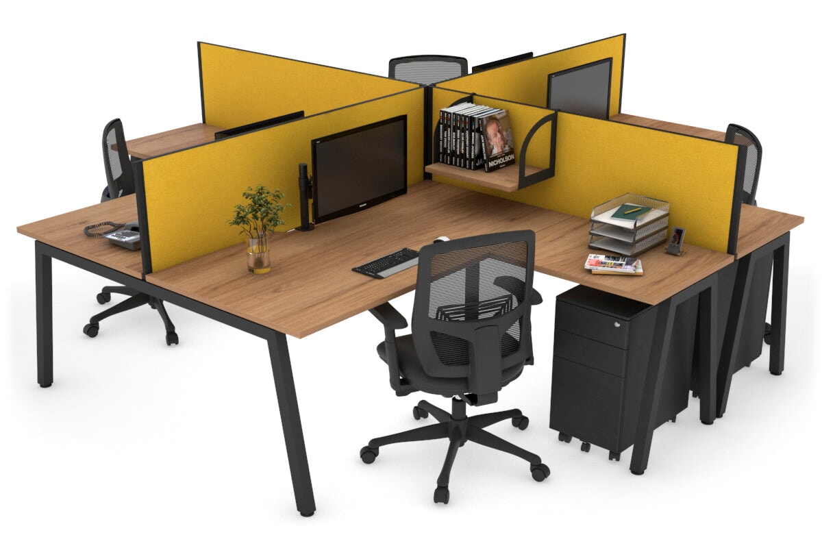 Quadro A Legs 4-Person Corner Workstation Desk - 1800L x 1800W with Cable Management Scallop for Office, Home Office & Collaborative Workspaces