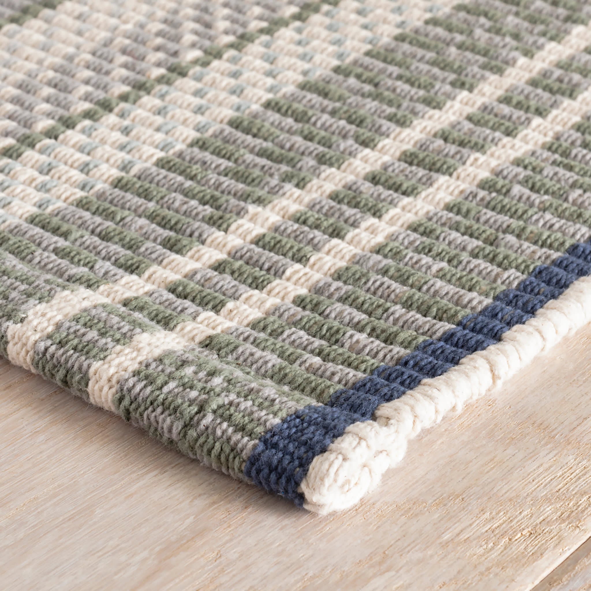 Bay Stripe Handwoven Cotton Rug - Soft & Durable Blue Area Rug for Living Room, Bedroom, or Nursery | Eco-Friendly Home Decor
