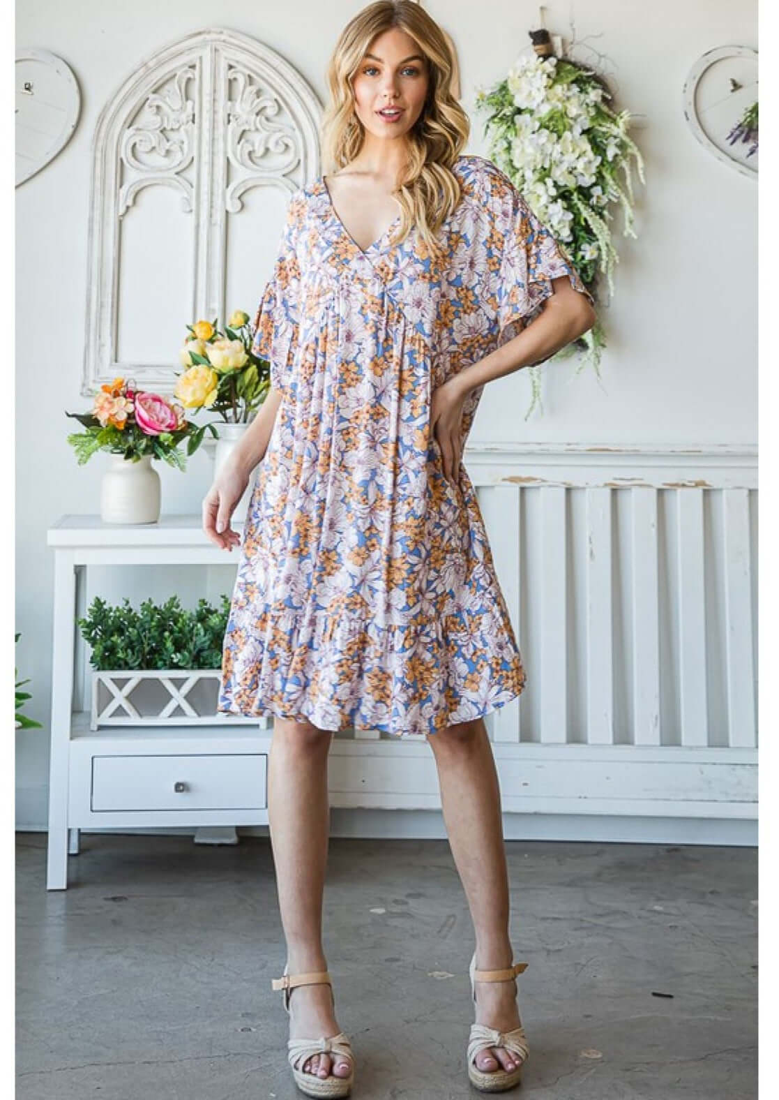 Elegant Floral Tunic Dress for Women | Made in USA | Perfect for Summer Outfits, Beach Vacations & Casual Wear