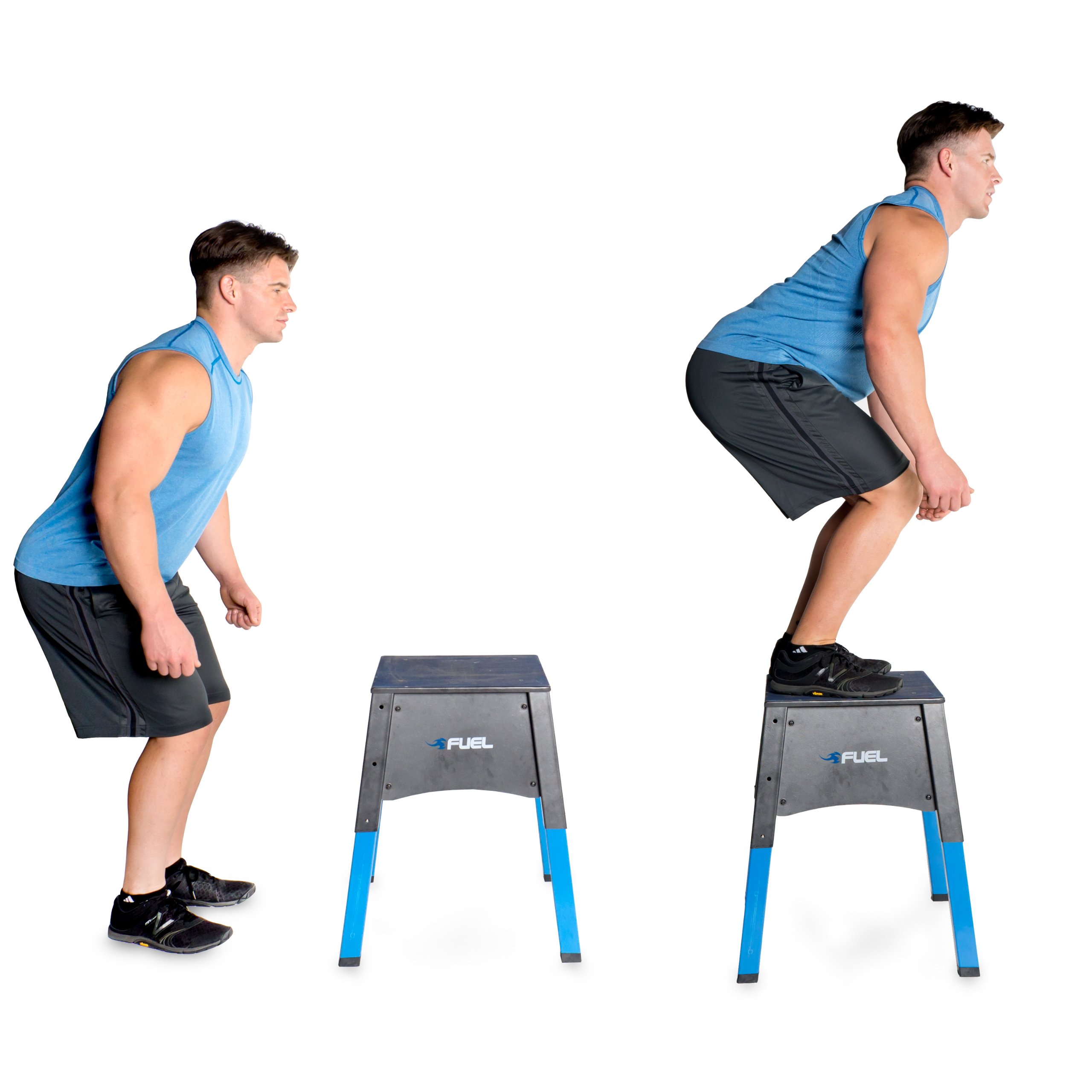 Fuel Pureformance Adjustable Plyometric Jump Box - Blue & Black for CrossFit, HIIT, and Home Gym Workouts