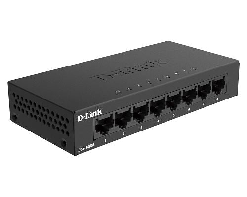 D-Link DGS-108 8-Port Gigabit Ethernet Switch - Unmanaged, Metal Housing, Plug & Play - Ideal for Home Office, Gaming & Small Business Networks