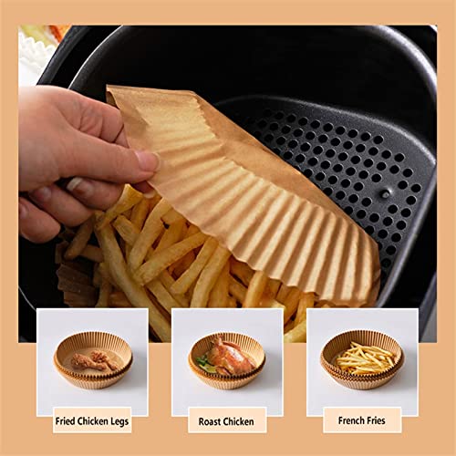 50PCS Non-Stick Air Fryer Parchment Paper Liners - Disposable Round Baking Sheets for Air Fryer, Oven, Steamer & BBQ - Perfect for Cooking, Roasting & Baking (50PCS Yellow)