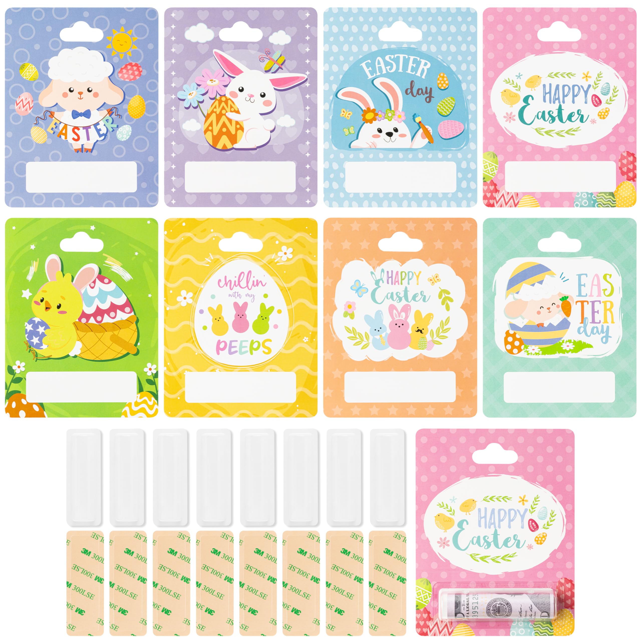 8 Sets Easter Bunny Egg Money Holders - Cash Gift Cards, Party Favors, Basket Stuffers & DIY Holiday Decorations for Easter Celebrations, Gifts & Home Decor