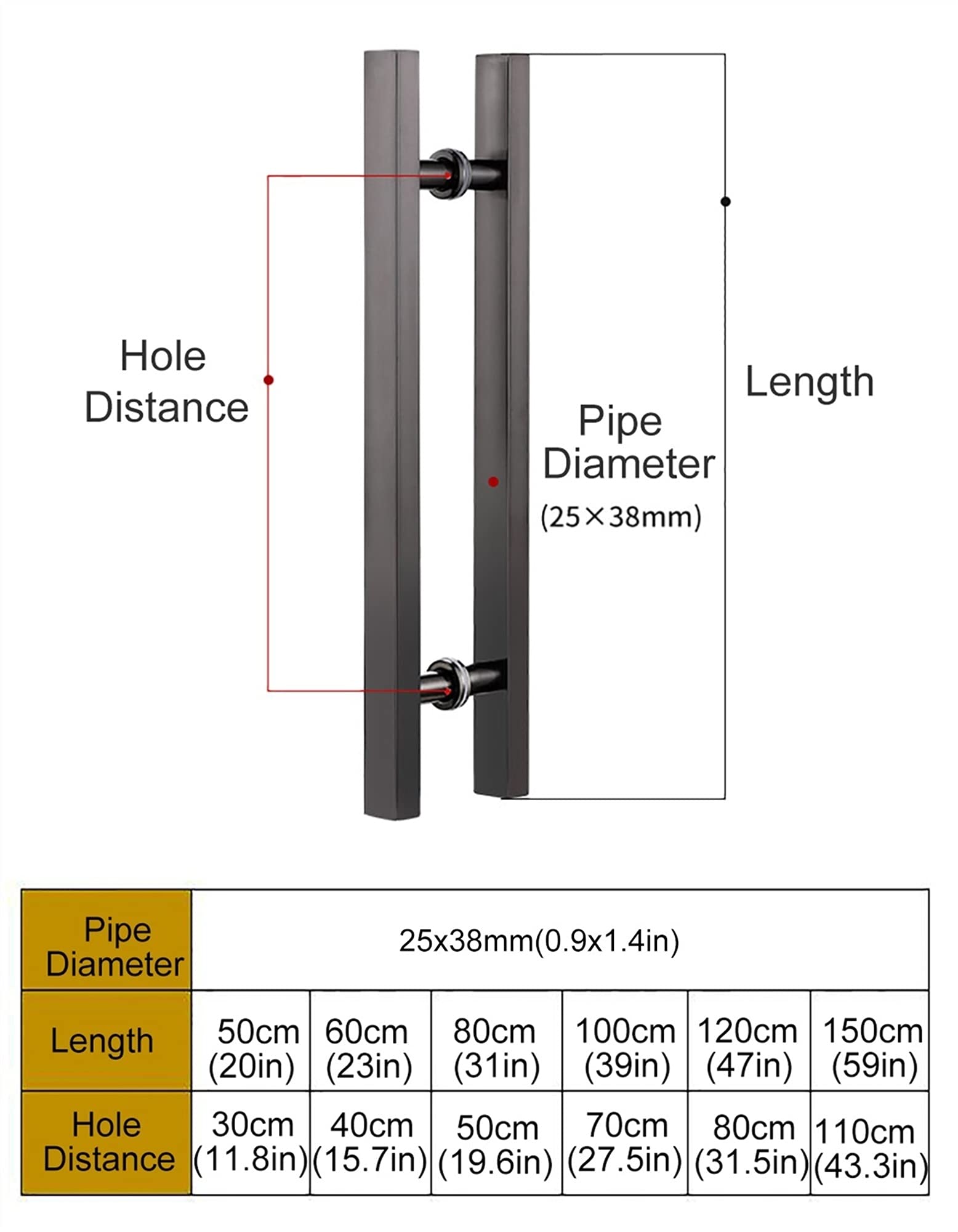 20/24/47 Inch Modern Square Entry Door Handle - Steel Push Pull Handle for Shower Glass Sliding, Barn & Interior/Exterior Doors with Fittings (Rose Gold, 150cm) - Perfect for Bathroom, Closet & Farmhouse Style Homes