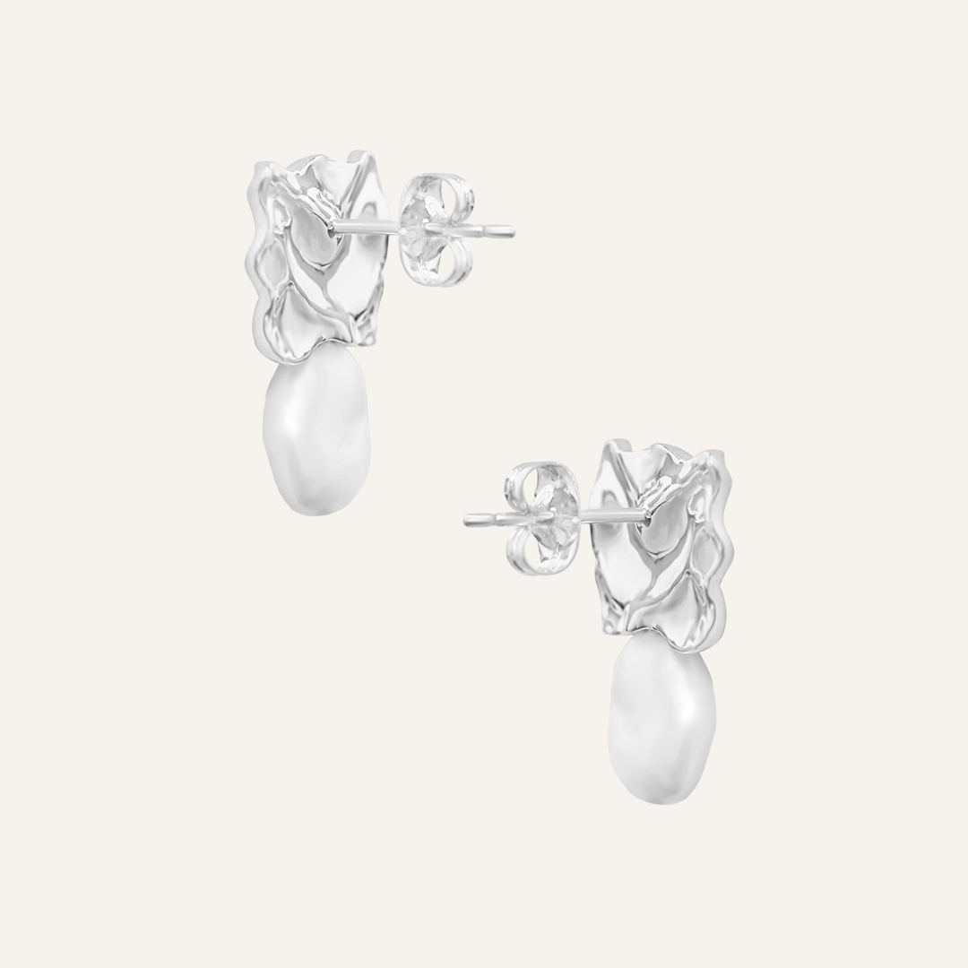 Dune Pearl Stud Earrings for Women - Genuine Pearl Jewelry Set - Elegant & Timeless Gift for Her - Perfect for Weddings, Parties & Everyday Wear